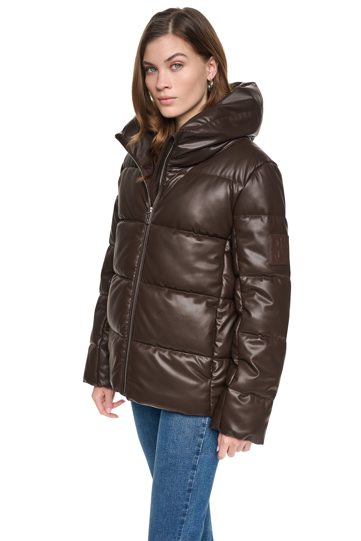 FAUX LEATHER PUFFER JACKET VIEW 4