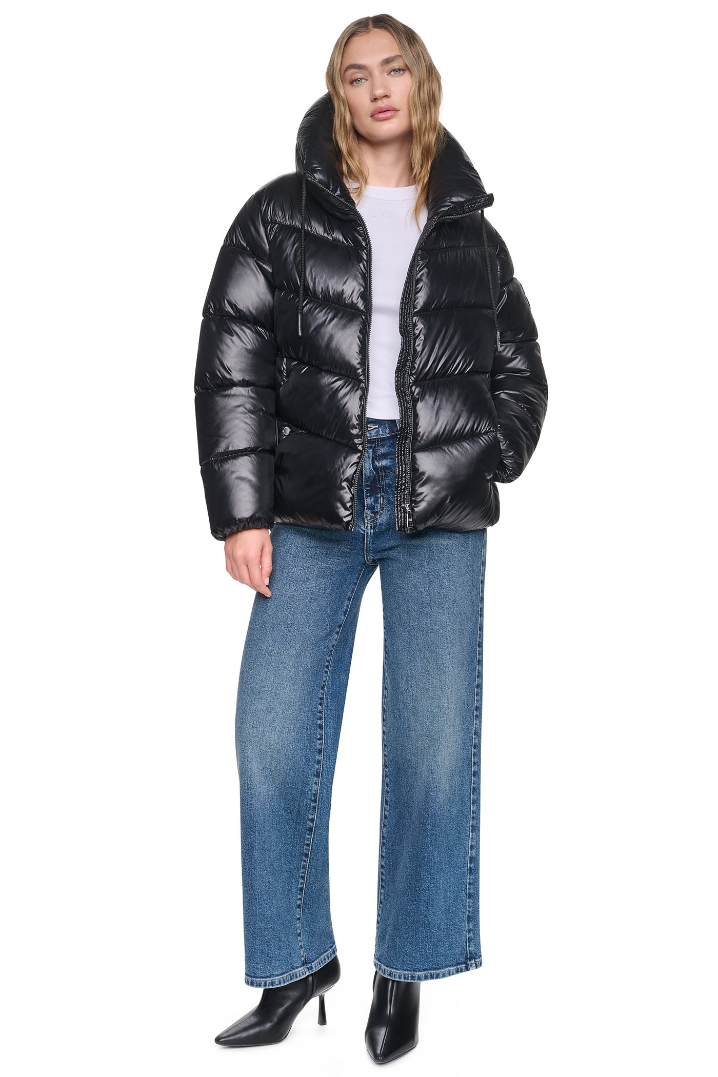 QUILTED PUFFER WITH DRAMA COLLAR VIEW 5