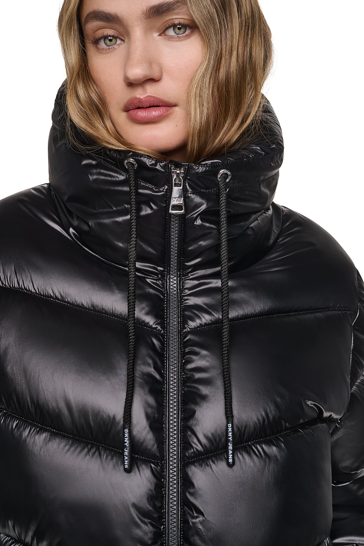 QUILTED PUFFER WITH DRAMA COLLAR VIEW 6
