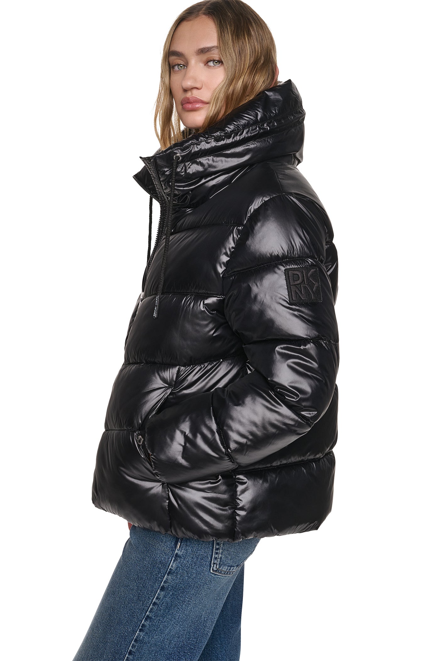 QUILTED PUFFER WITH DRAMA COLLAR VIEW 4