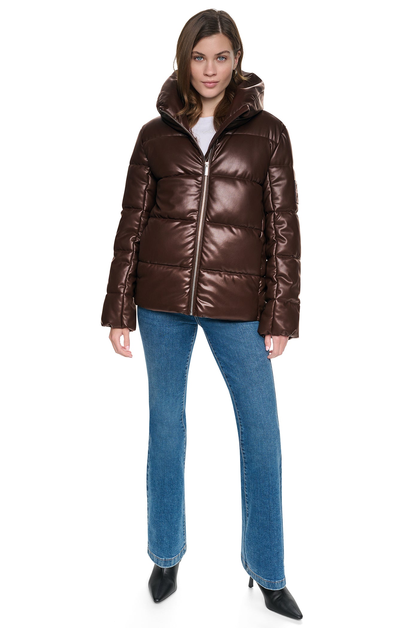 QUILTED PUFFER WITH DRAMA COLLAR VIEW 5