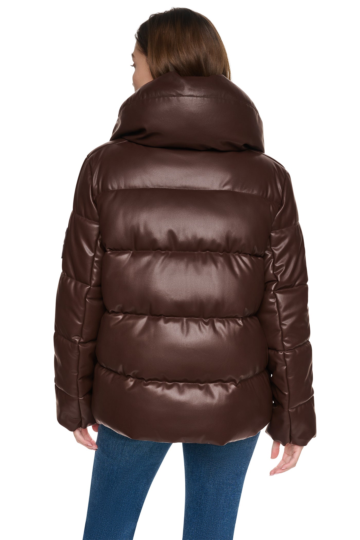 QUILTED PUFFER WITH DRAMA COLLAR VIEW 3