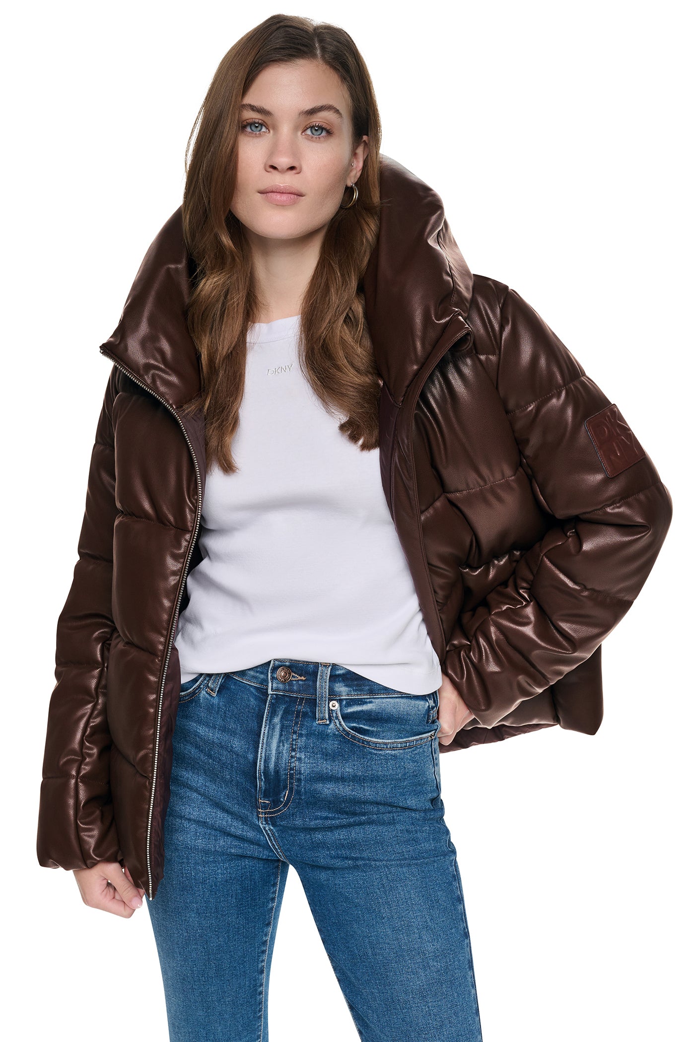 QUILTED PUFFER WITH DRAMA COLLAR VIEW 4