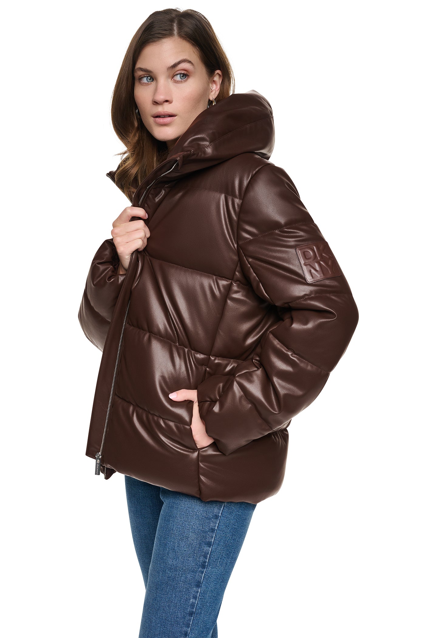 QUILTED PUFFER WITH DRAMA COLLAR VIEW 2