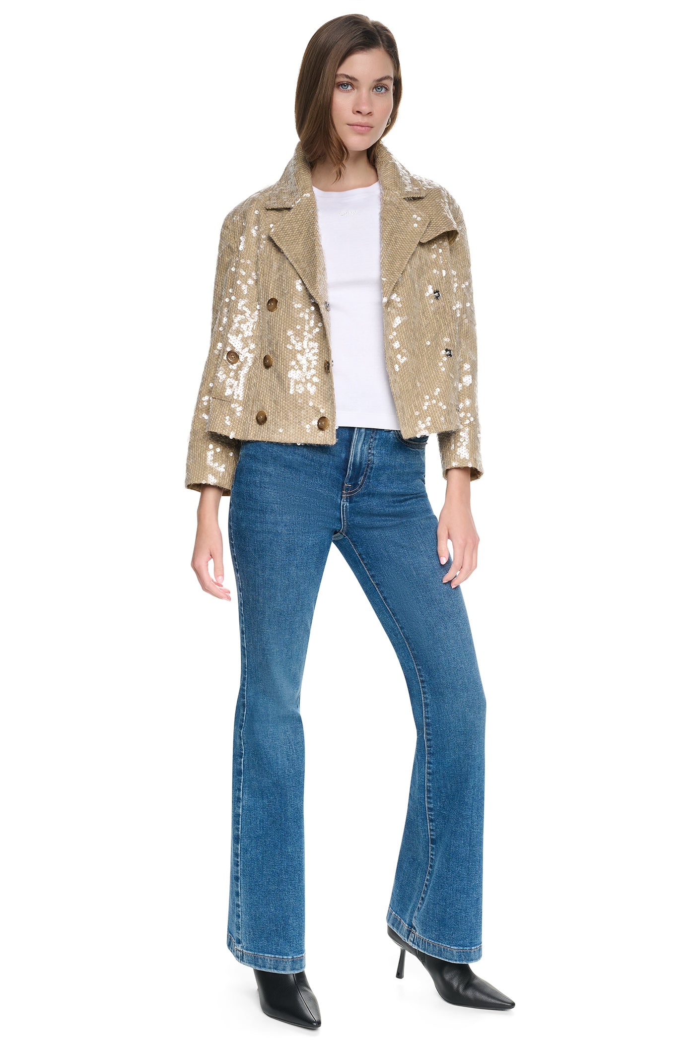 SEQUIN DOUBLE BREASTED TRENCH COAT VIEW 7
