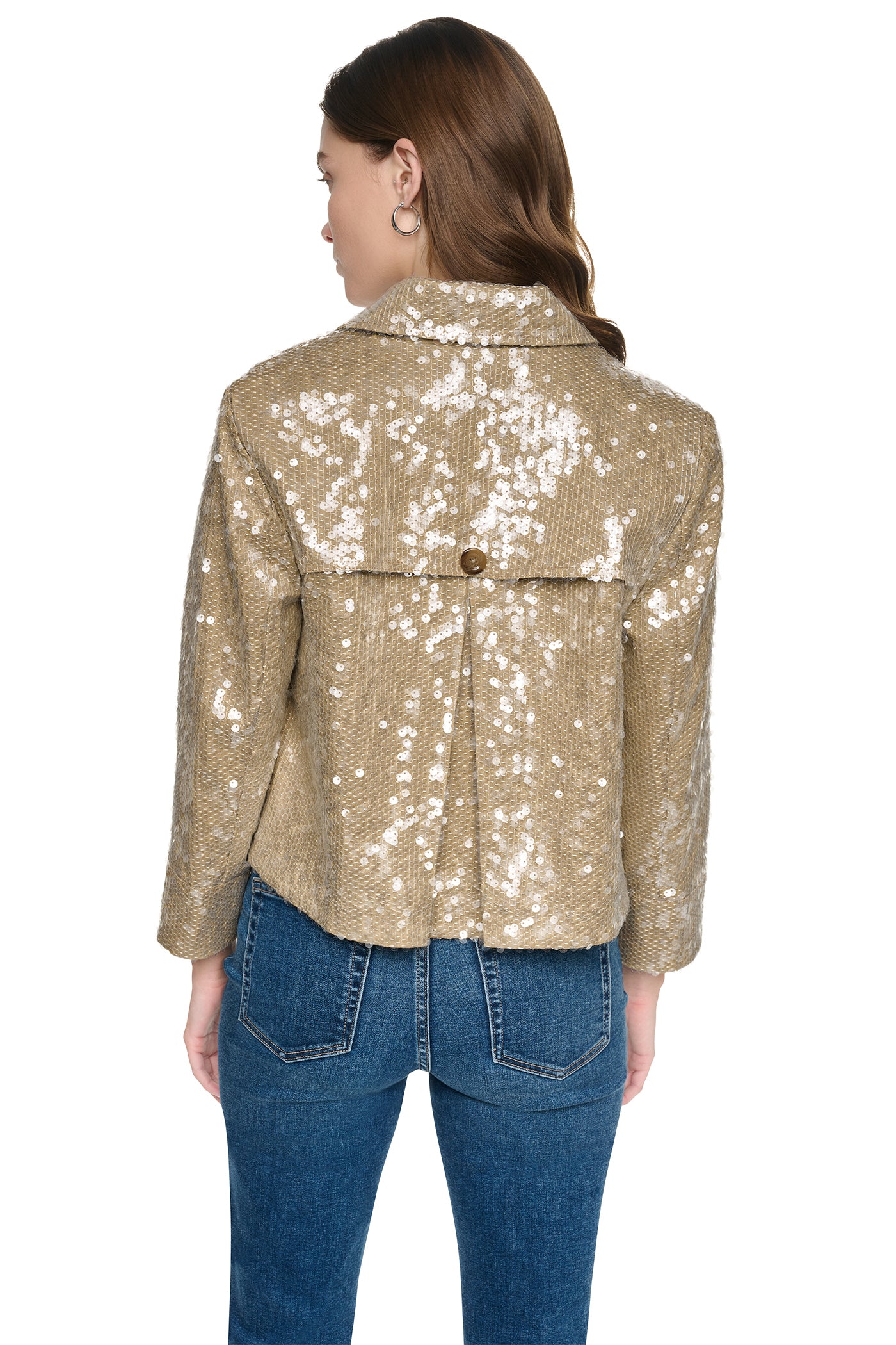 SEQUIN DOUBLE BREASTED TRENCH COAT VIEW 3