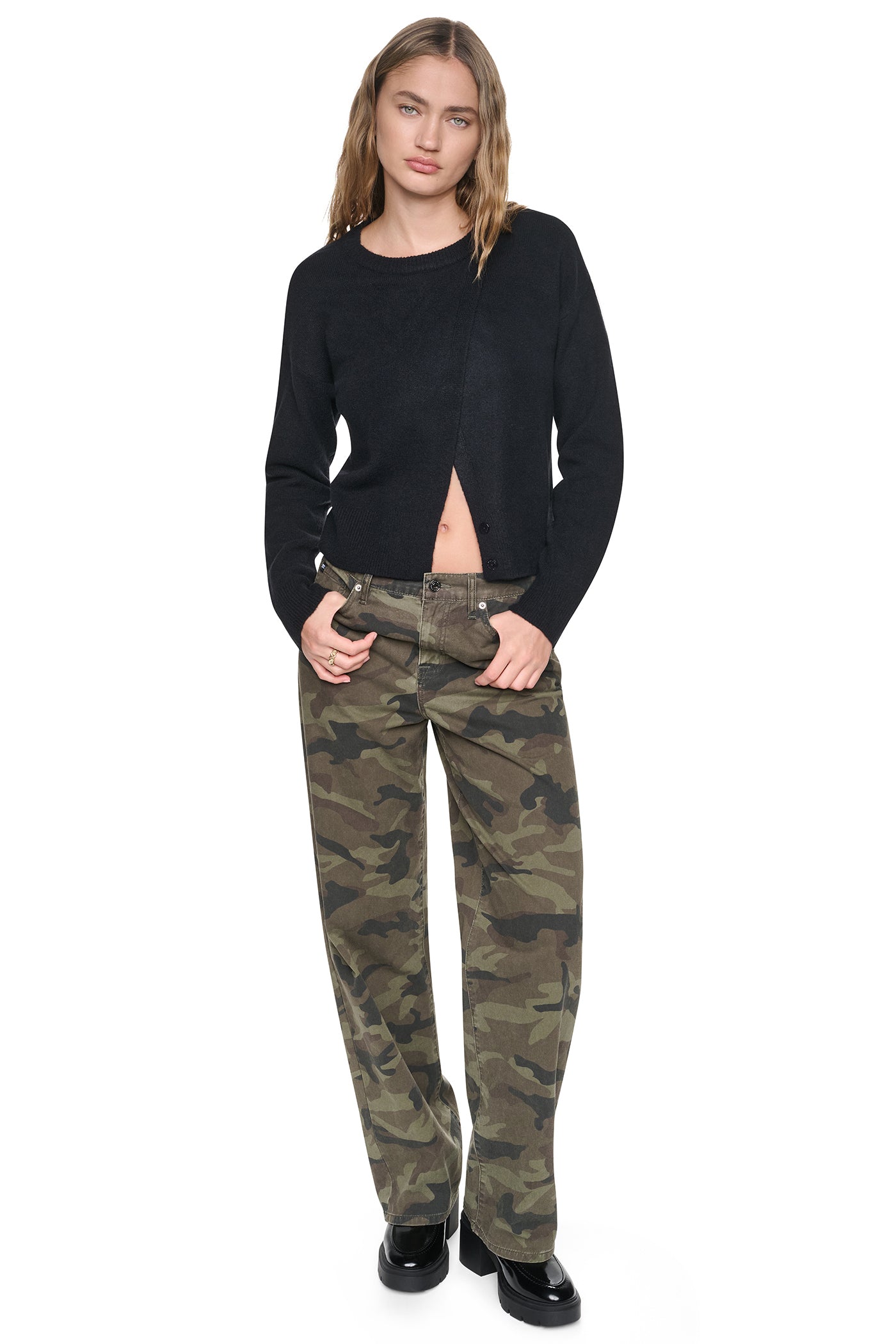 ASYMMETRIC BUTTON HEM CARDIGAN VIEW 5