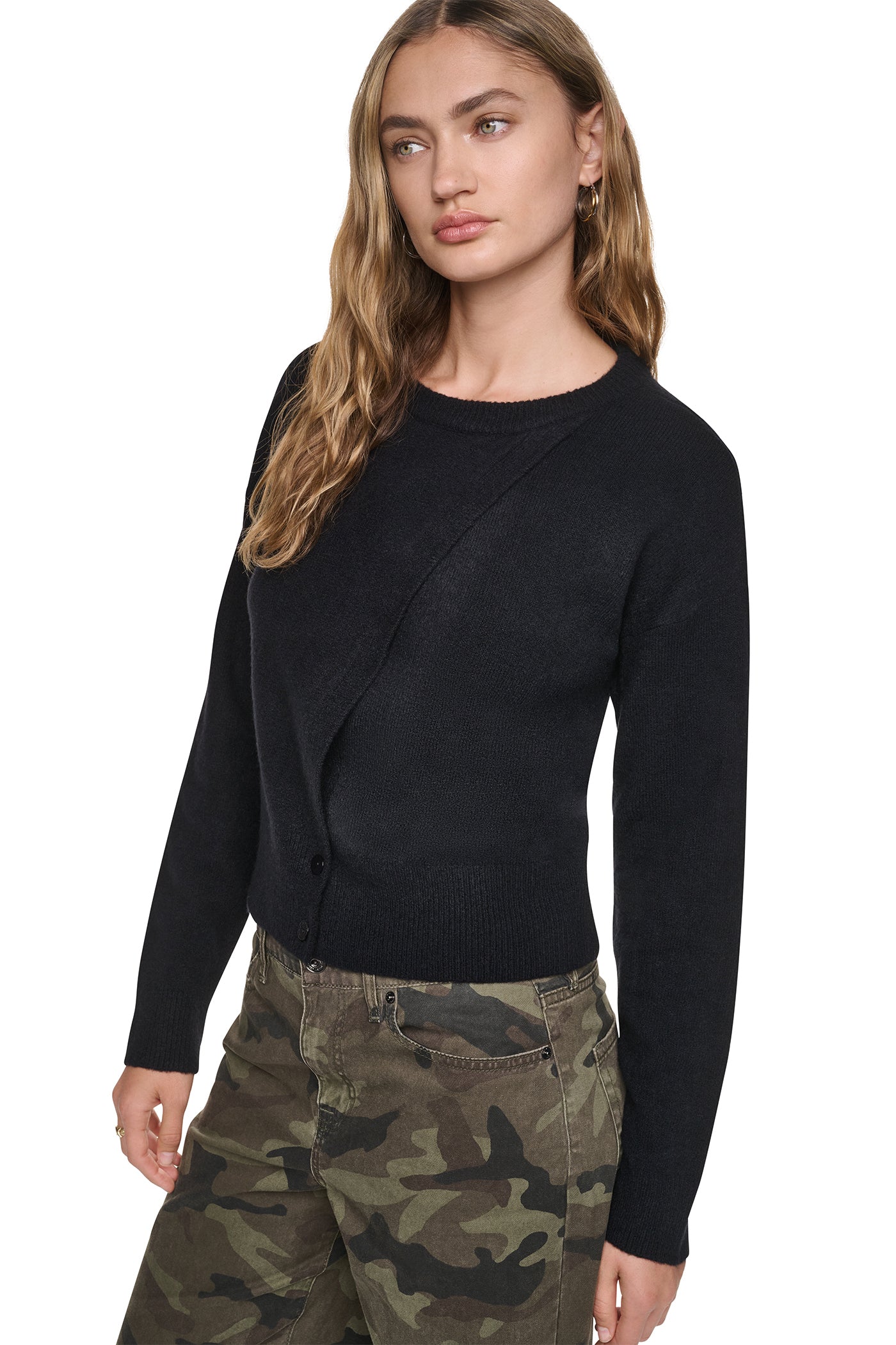 ASYMMETRIC BUTTON HEM CARDIGAN VIEW 4