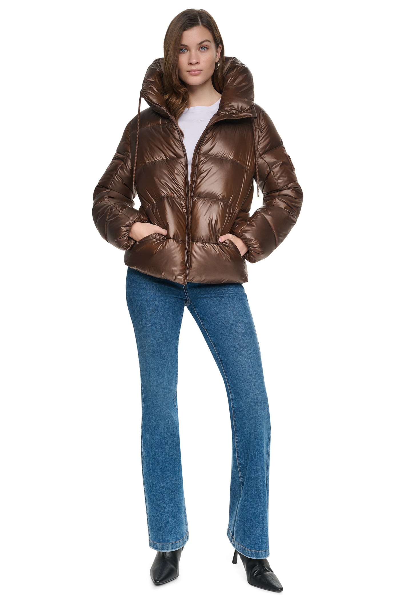 QUILTED PUFFER WITH DRAMA COLLAR VIEW 9