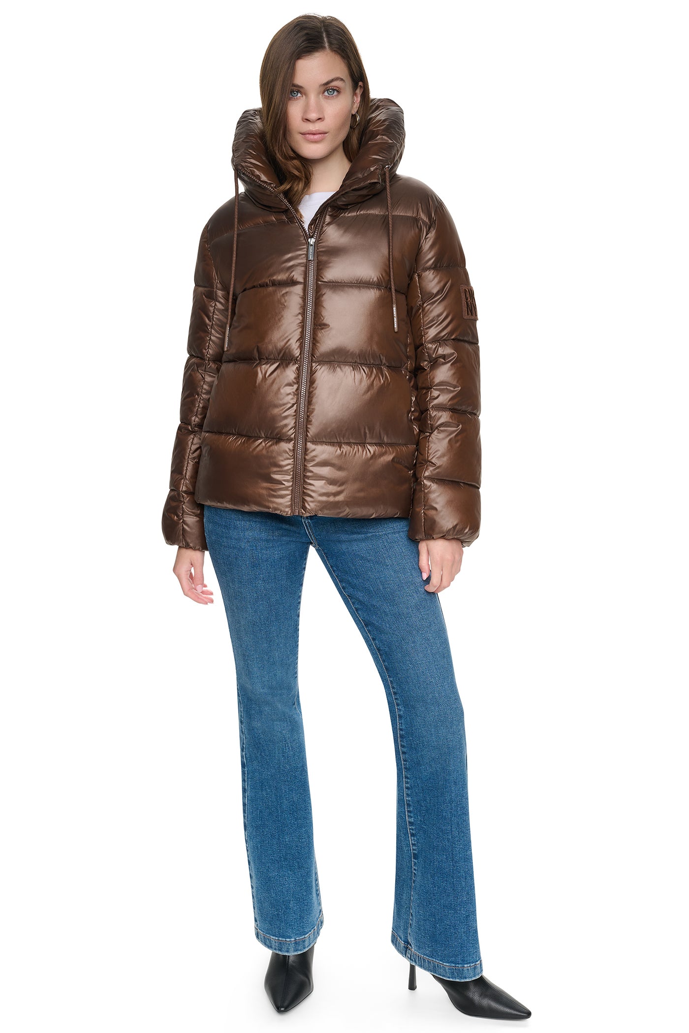 QUILTED PUFFER WITH DRAMA COLLAR VIEW 6