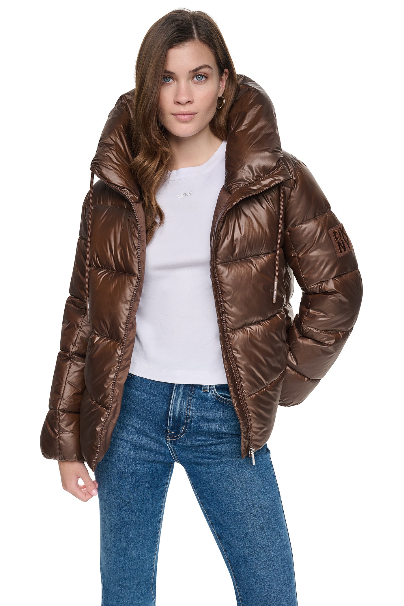 QUILTED PUFFER WITH DRAMA COLLAR VIEW 5