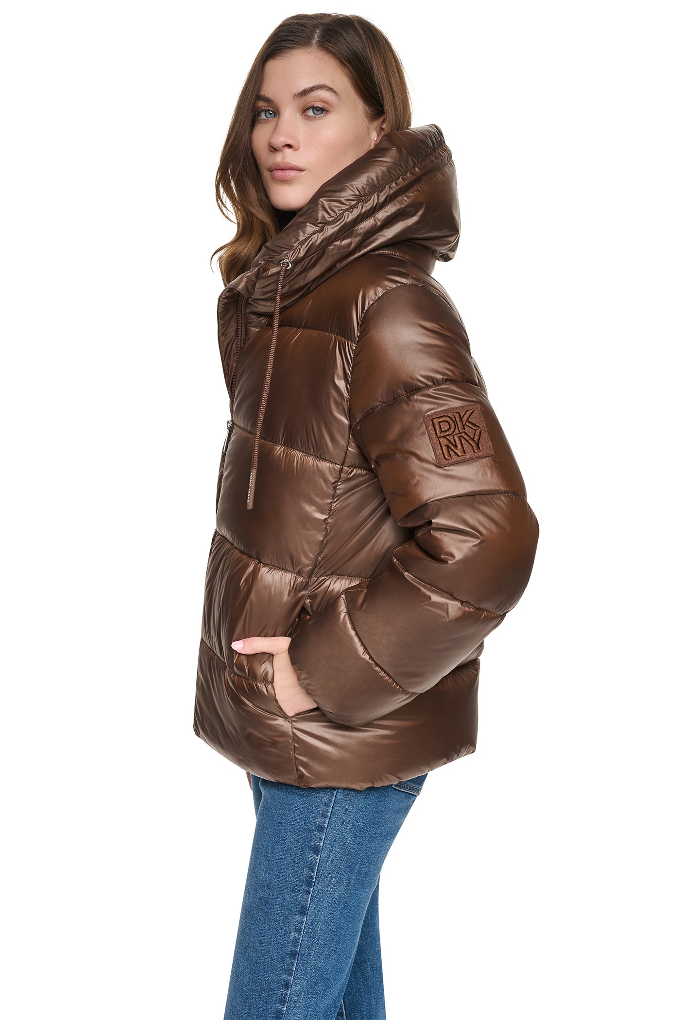 QUILTED PUFFER WITH DRAMA COLLAR VIEW 4