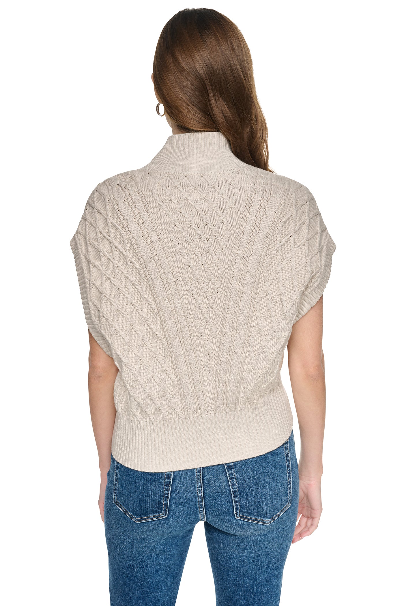 BUTTON SHOULDER CABLE SWEATER VEST VIEW 3