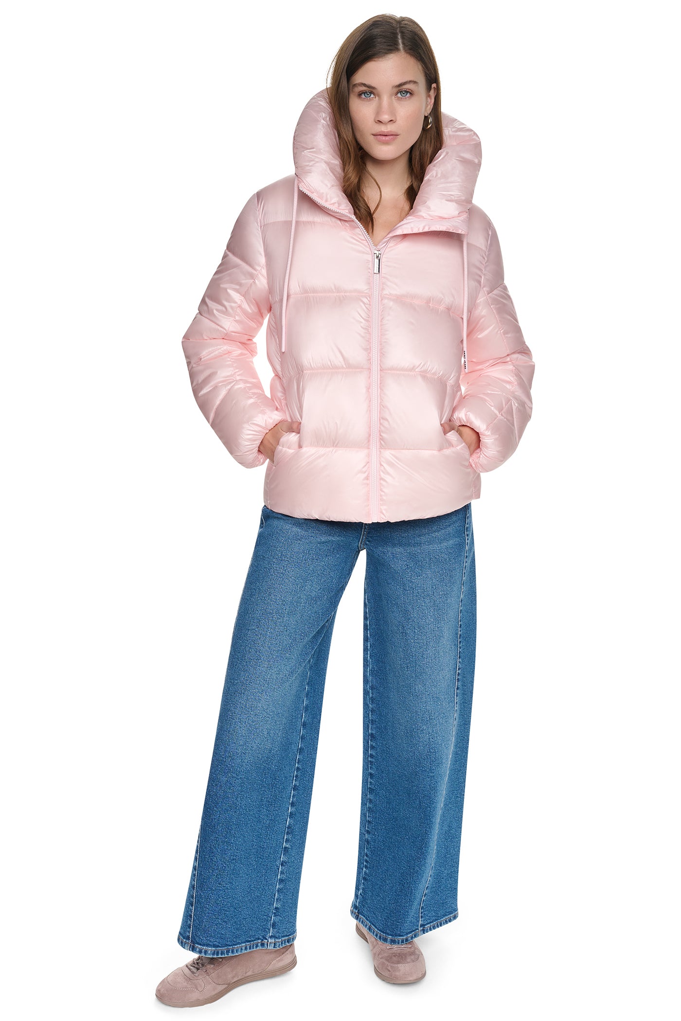 QUILTED PUFFER WITH DRAMA COLLAR VIEW 6