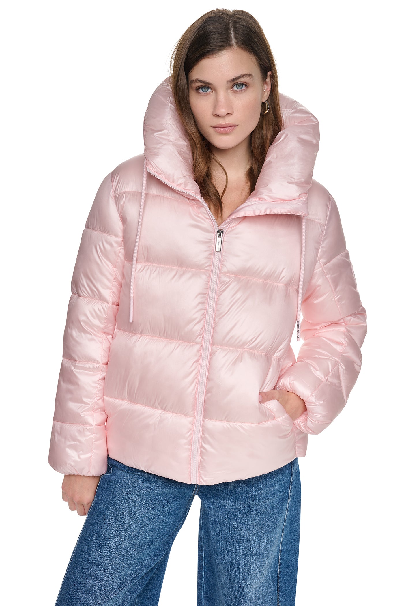 QUILTED PUFFER WITH DRAMA COLLAR VIEW 5