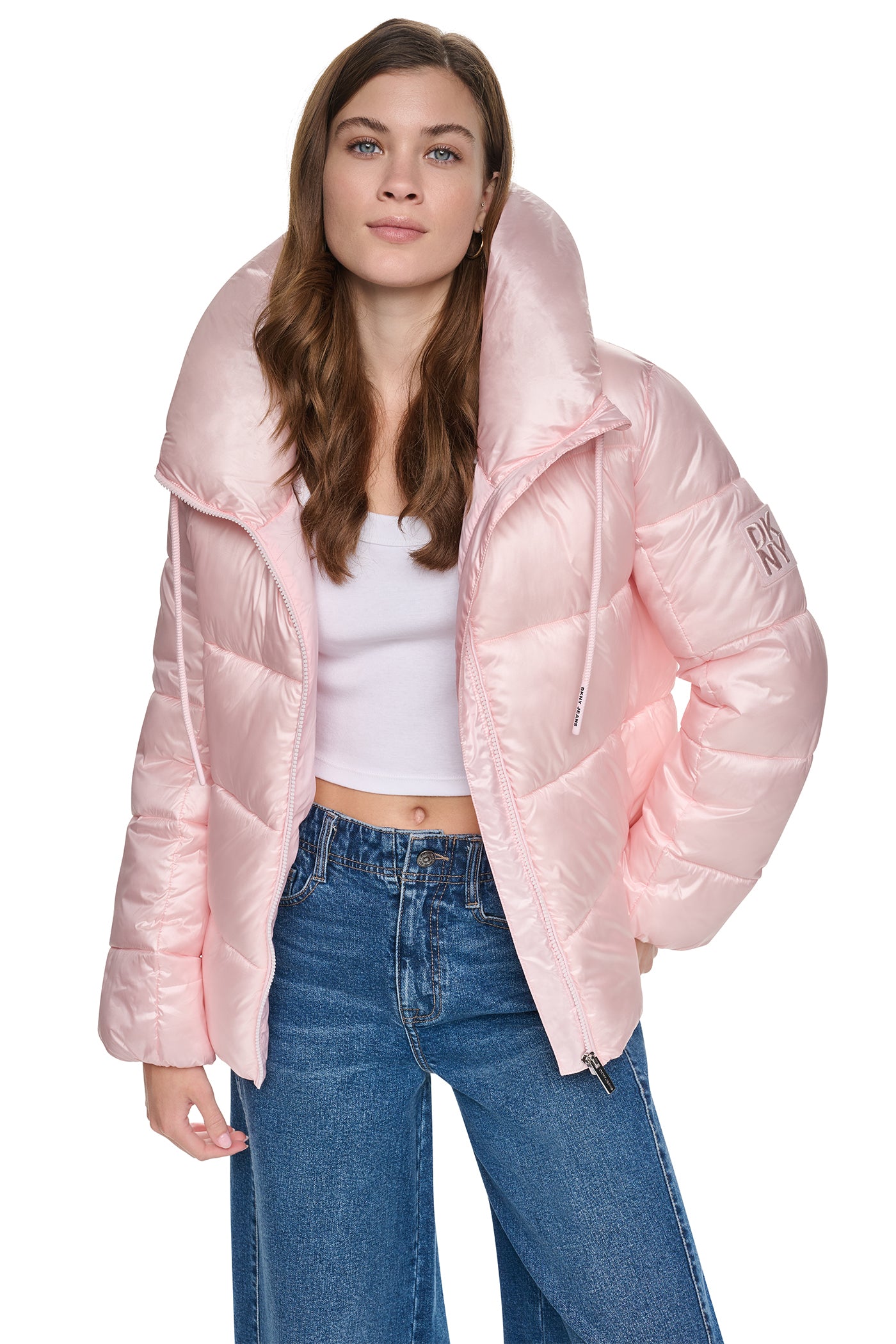 QUILTED PUFFER WITH DRAMA COLLAR VIEW 2