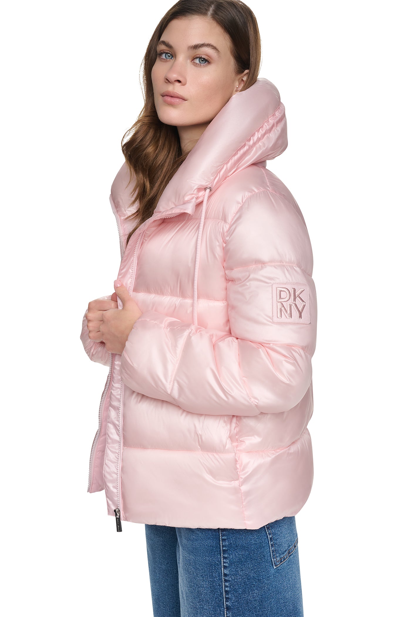 QUILTED PUFFER WITH DRAMA COLLAR VIEW 4