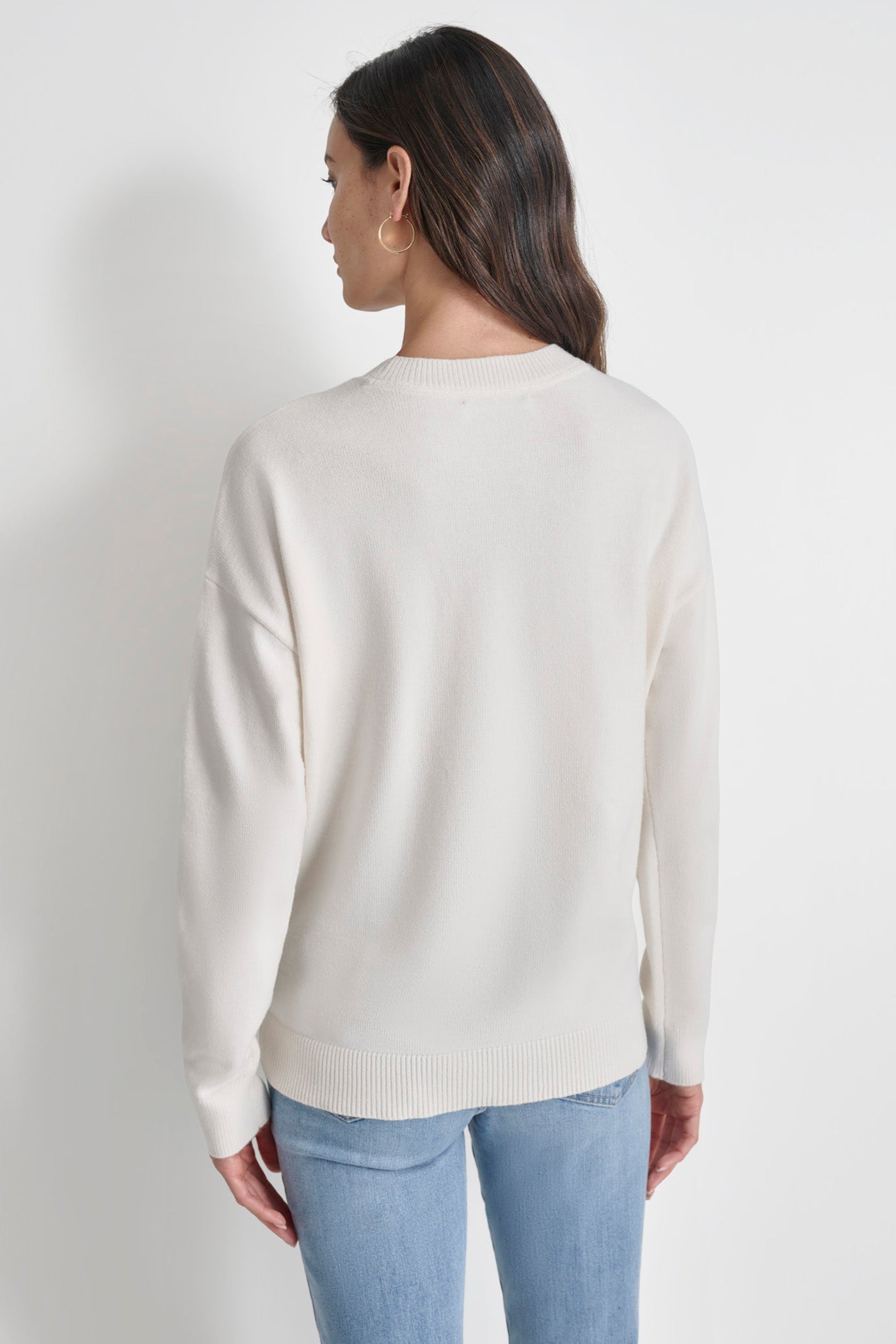 Beige SEQUIN LOGO EMBELLISHED SWEATER, VIEW 2 | Not Clearance or Preorder