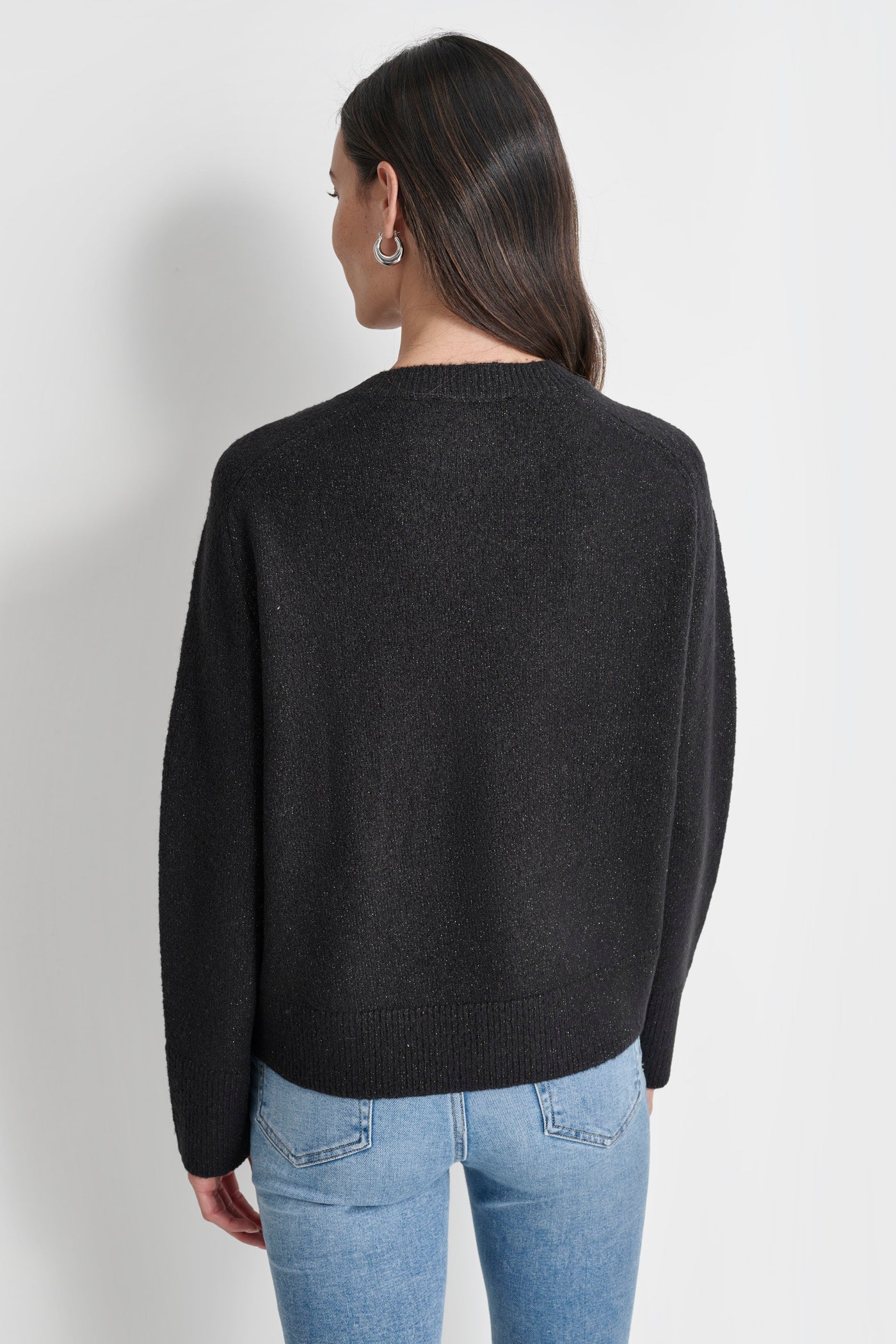 Black LUREX RAGLAN SLEEVE SWEATER, BACK VIEW | Products