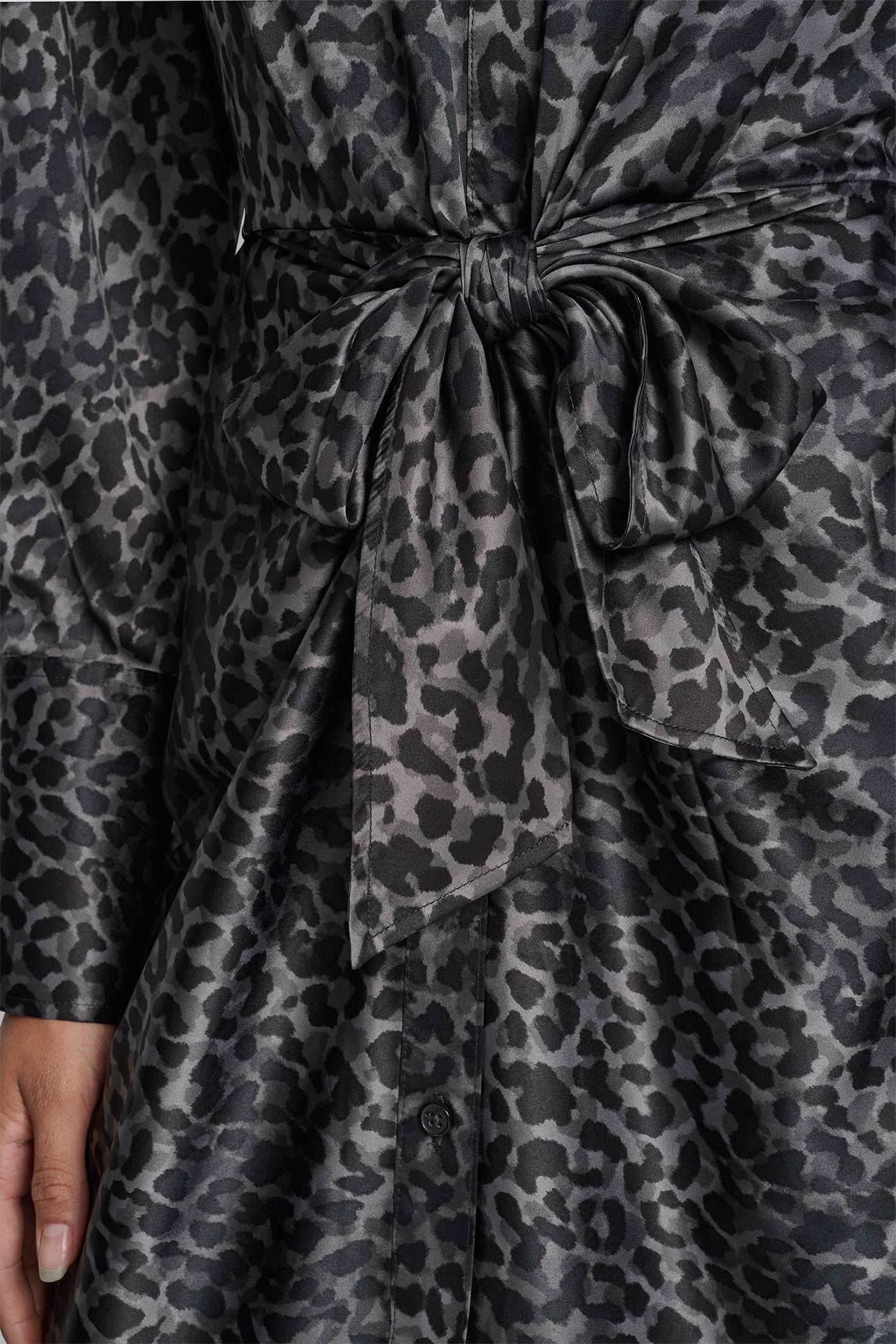 LONG SLEEVE BUTTON FRONT SHIRT DRESS WITH TIE WAIST VIEW 7 | New Arrivals
