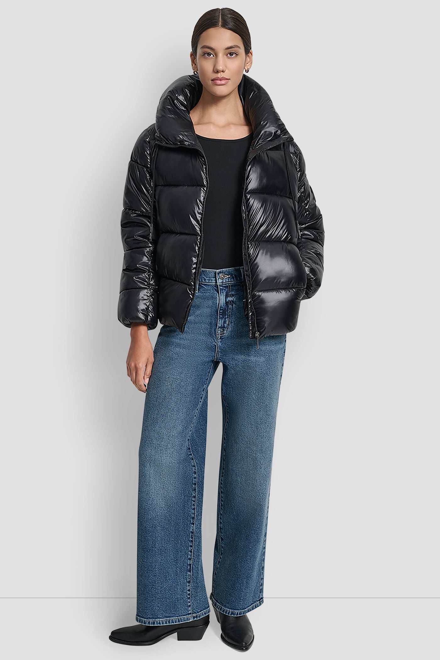 LIGHT WEIGHT QUILTED PUFFER WITH DRAMA COLLAR VIEW 8 | Cold Weather Coats