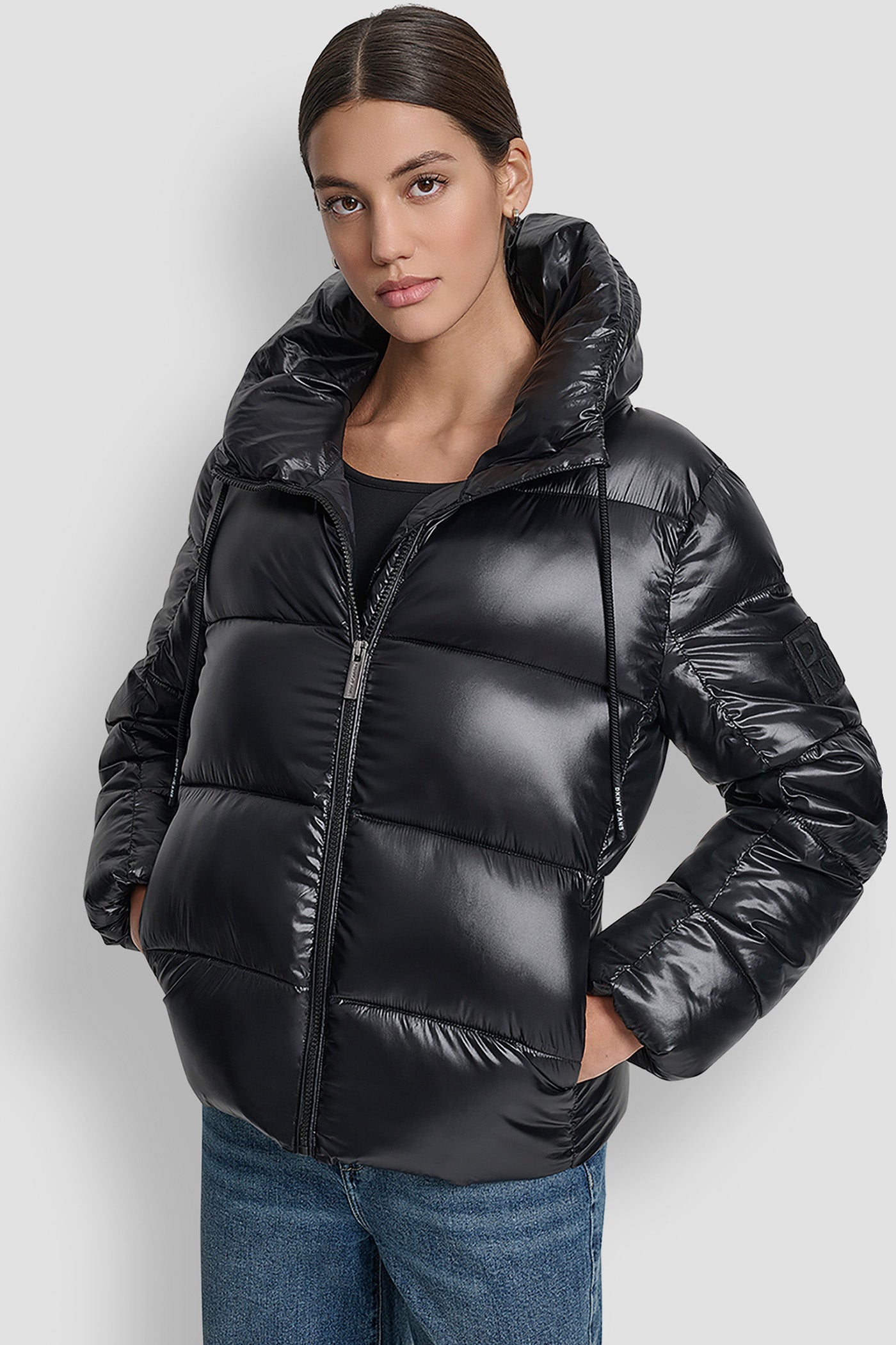 LIGHT WEIGHT QUILTED PUFFER WITH DRAMA COLLAR VIEW 6 | Cold Weather Coats