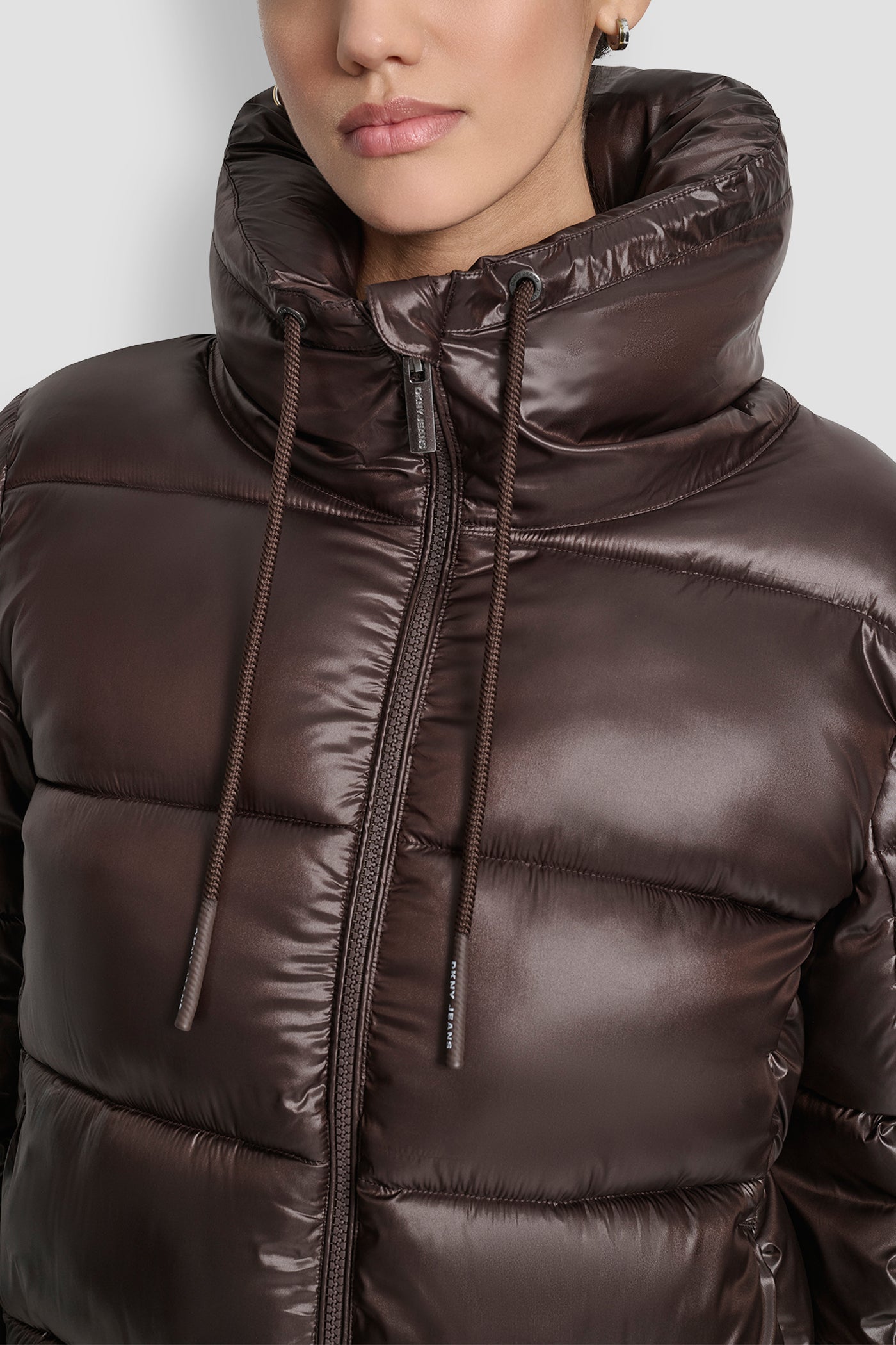 QUILTED PUFFER WITH DRAMA COLLAR View 2 | DKNY25