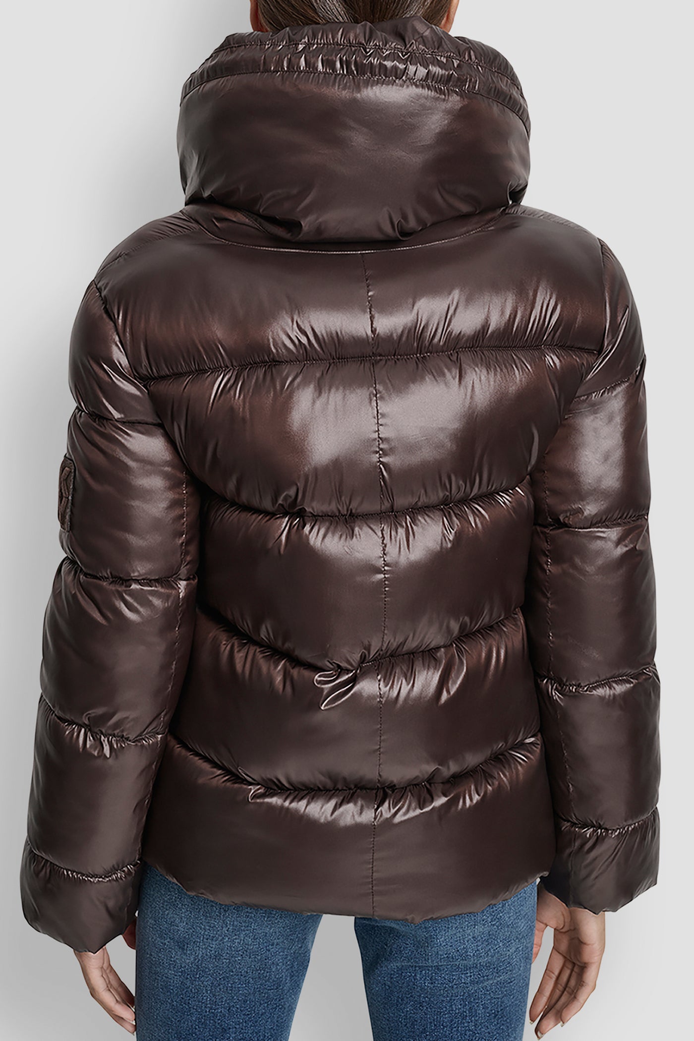 QUILTED PUFFER WITH DRAMA COLLAR VIEW 3 | DKNY25
