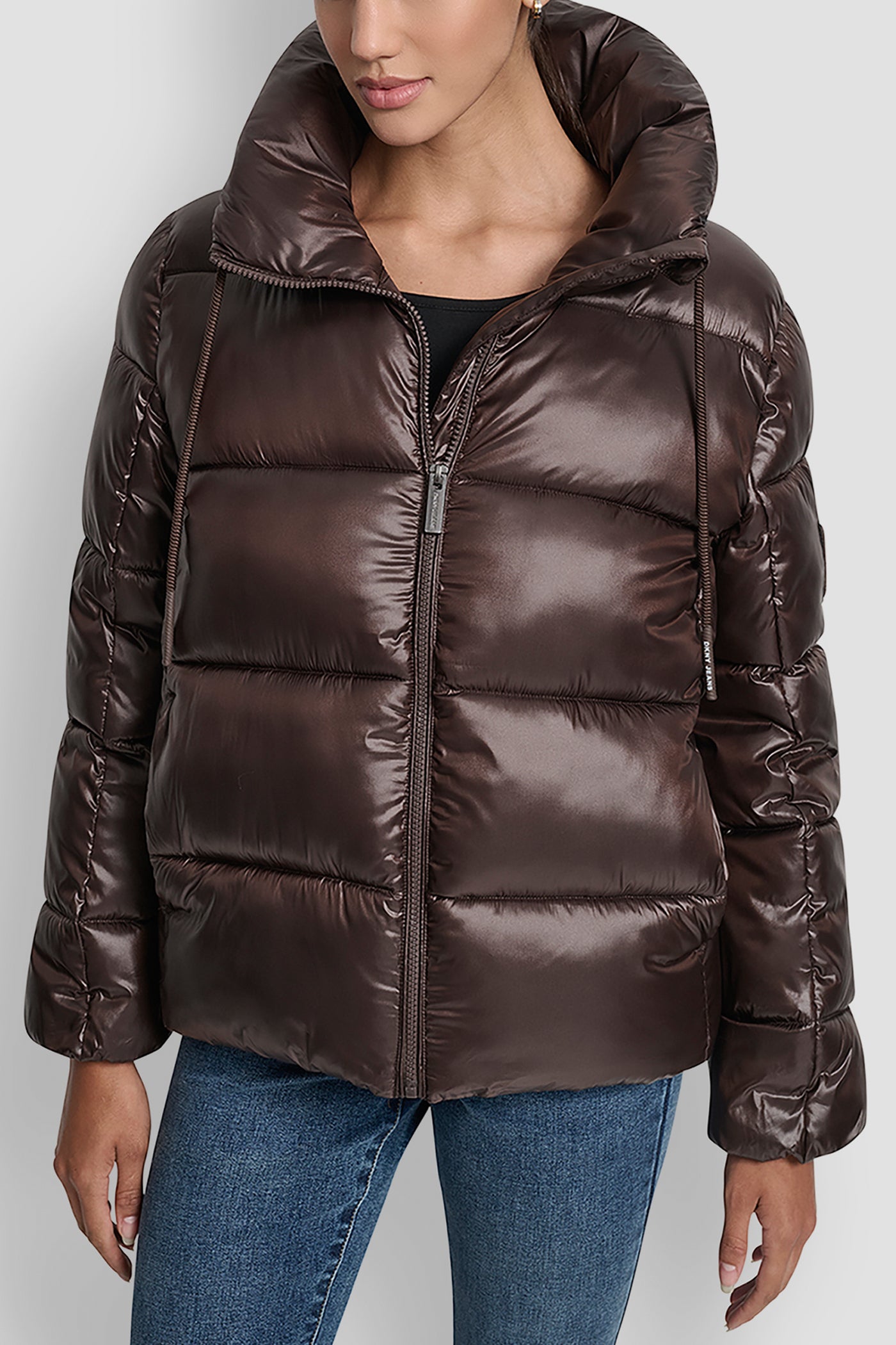 QUILTED PUFFER WITH DRAMA COLLAR VIEW 7 | DKNY25