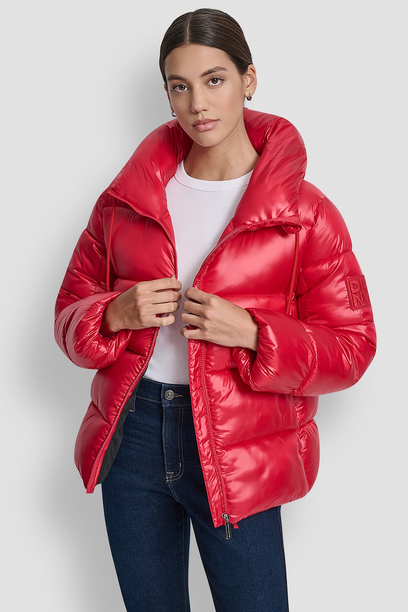 LIGHT WEIGHT QUILTED PUFFER WITH DRAMA COLLAR VIEW 7 | Cold Weather Coats