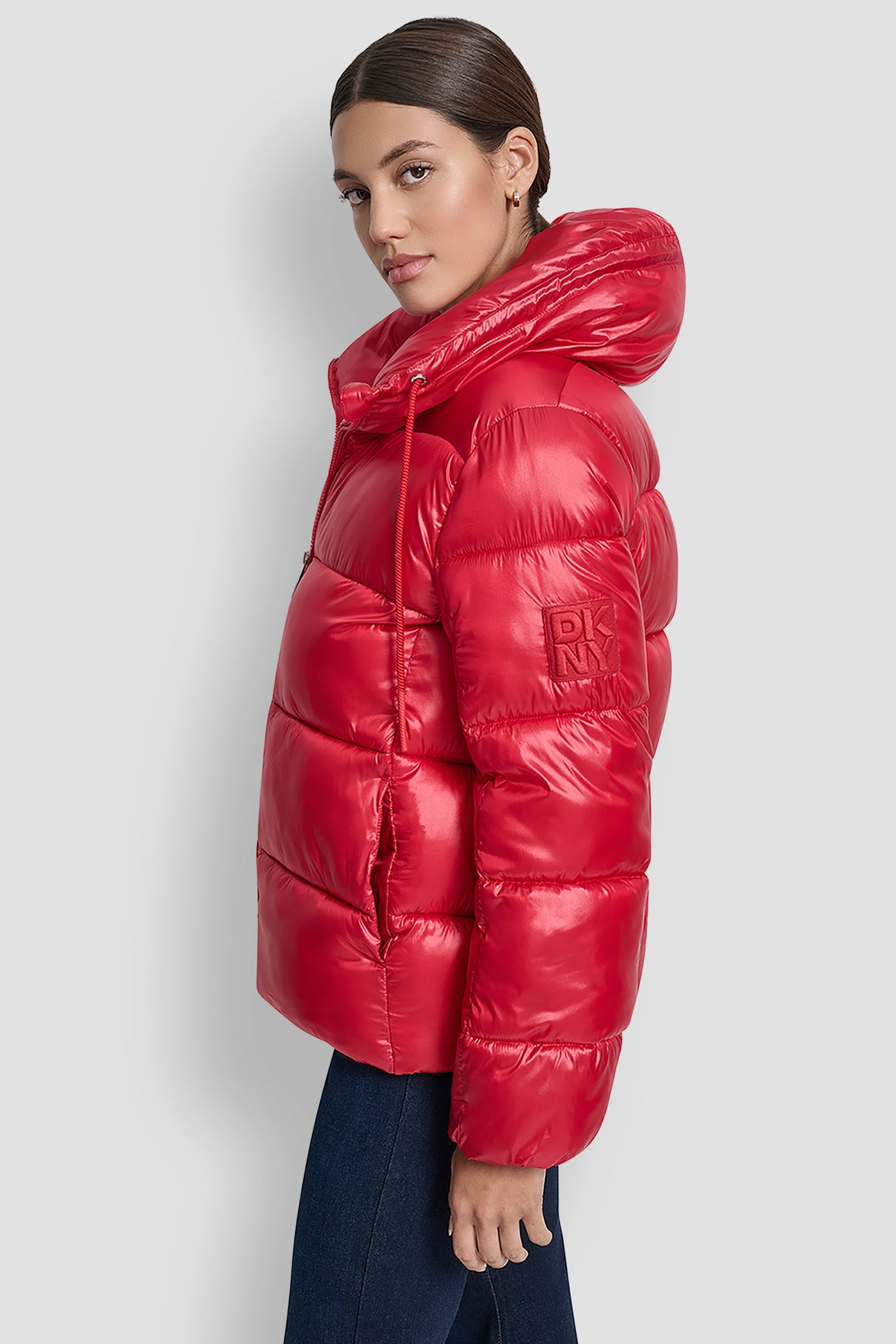 LIGHT WEIGHT QUILTED PUFFER WITH DRAMA COLLAR VIEW 3 | Cold Weather Coats