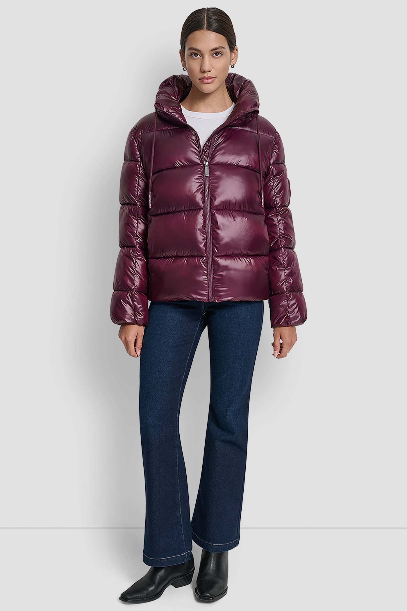 LIGHT WEIGHT QUILTED PUFFER WITH DRAMA COLLAR VIEW 7 | Cold Weather Coats