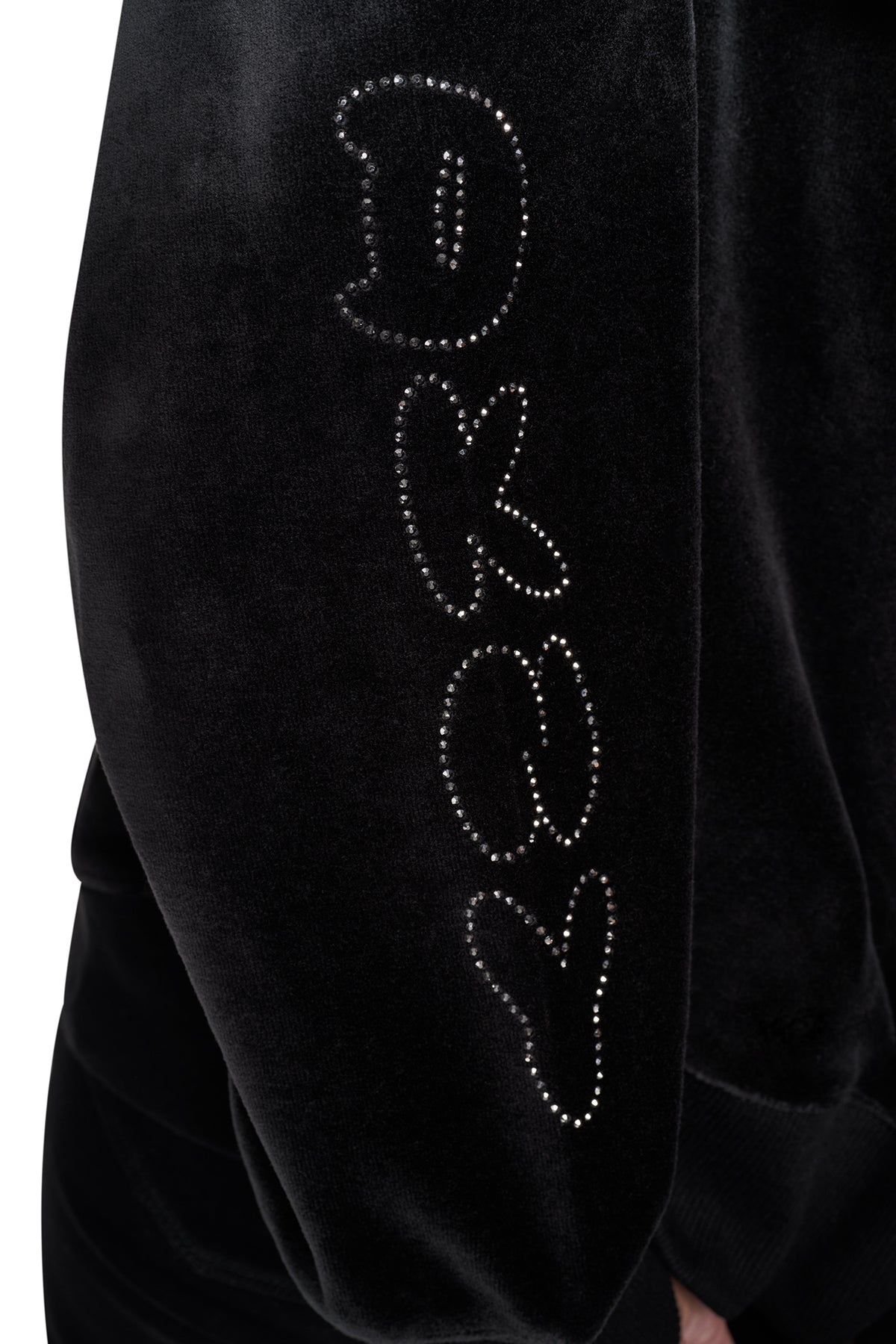 VELOUR RHINESTONE GRAFITTI LOGO HOODIE VIEW 2