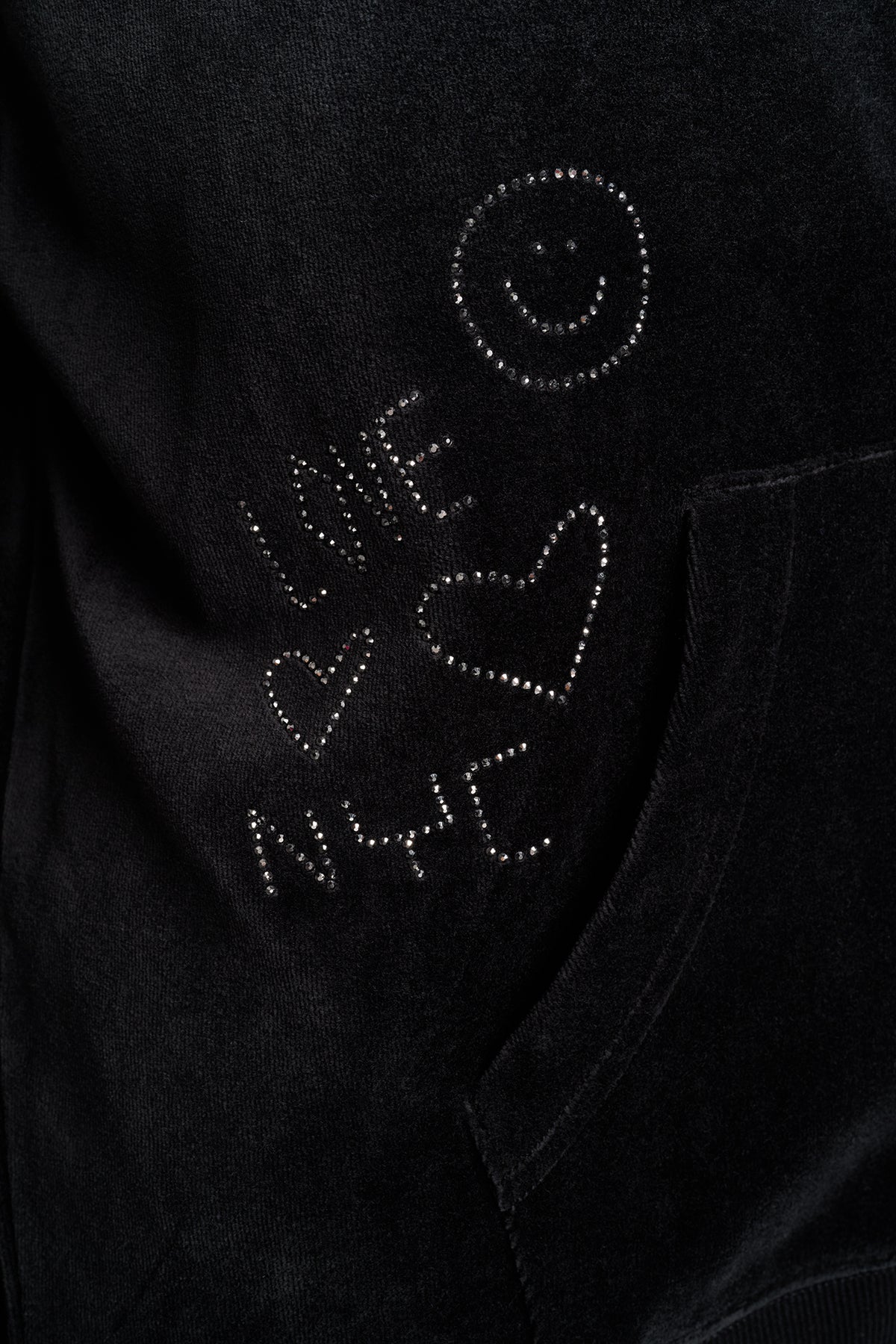 VELOUR RHINESTONE GRAFITTI LOGO HOODIE VIEW 2