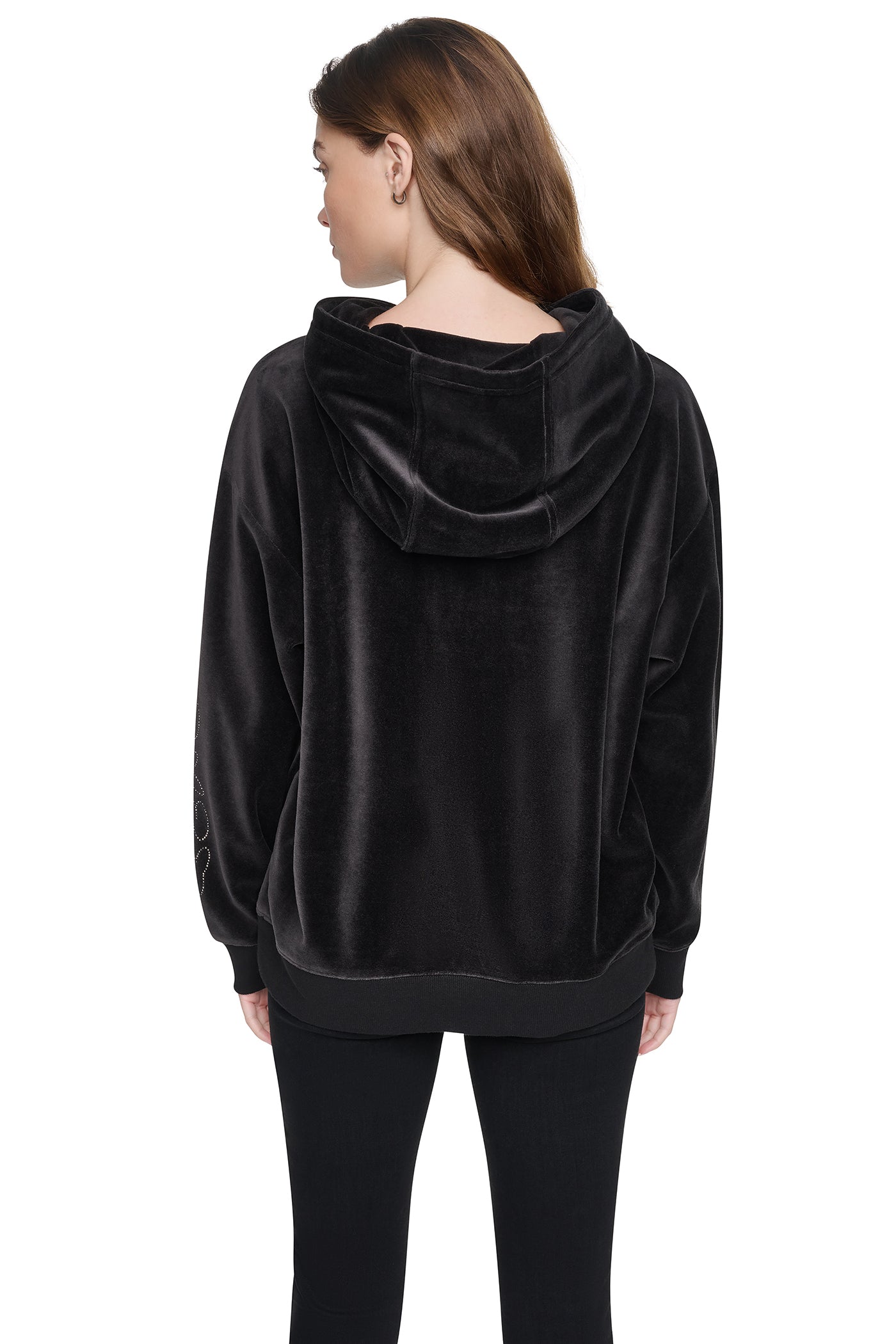 VELOUR RHINESTONE GRAFITTI LOGO HOODIE VIEW 2