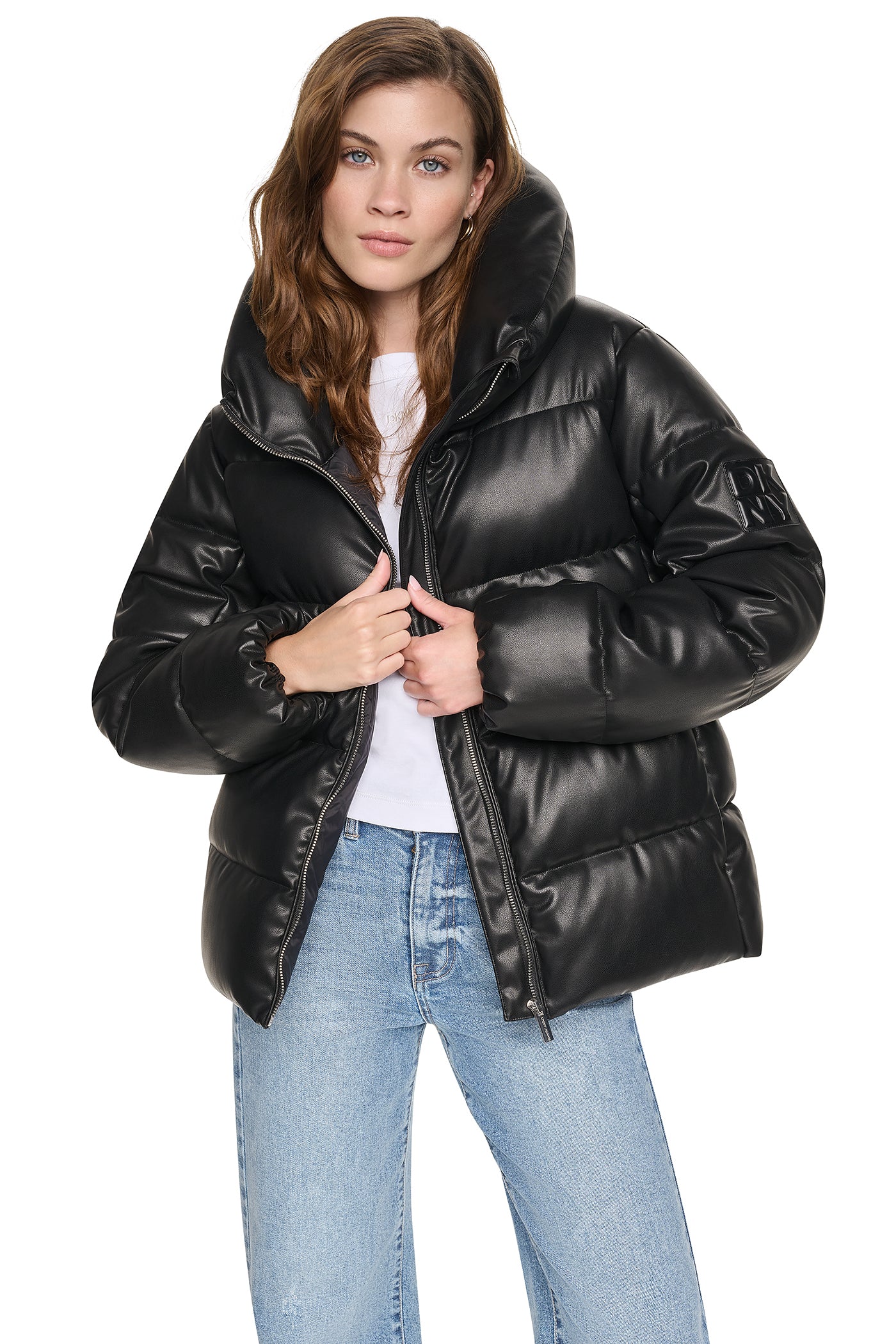 FAUX LEATHER PUFFER JACKET VIEW 6