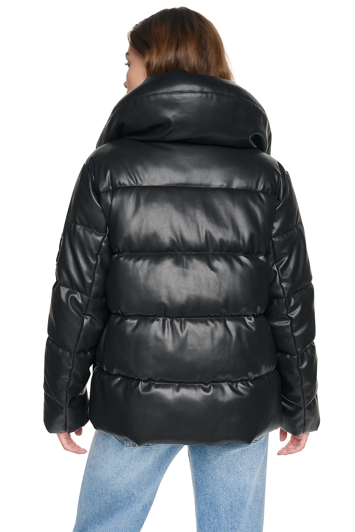 FAUX LEATHER PUFFER JACKET VIEW 3