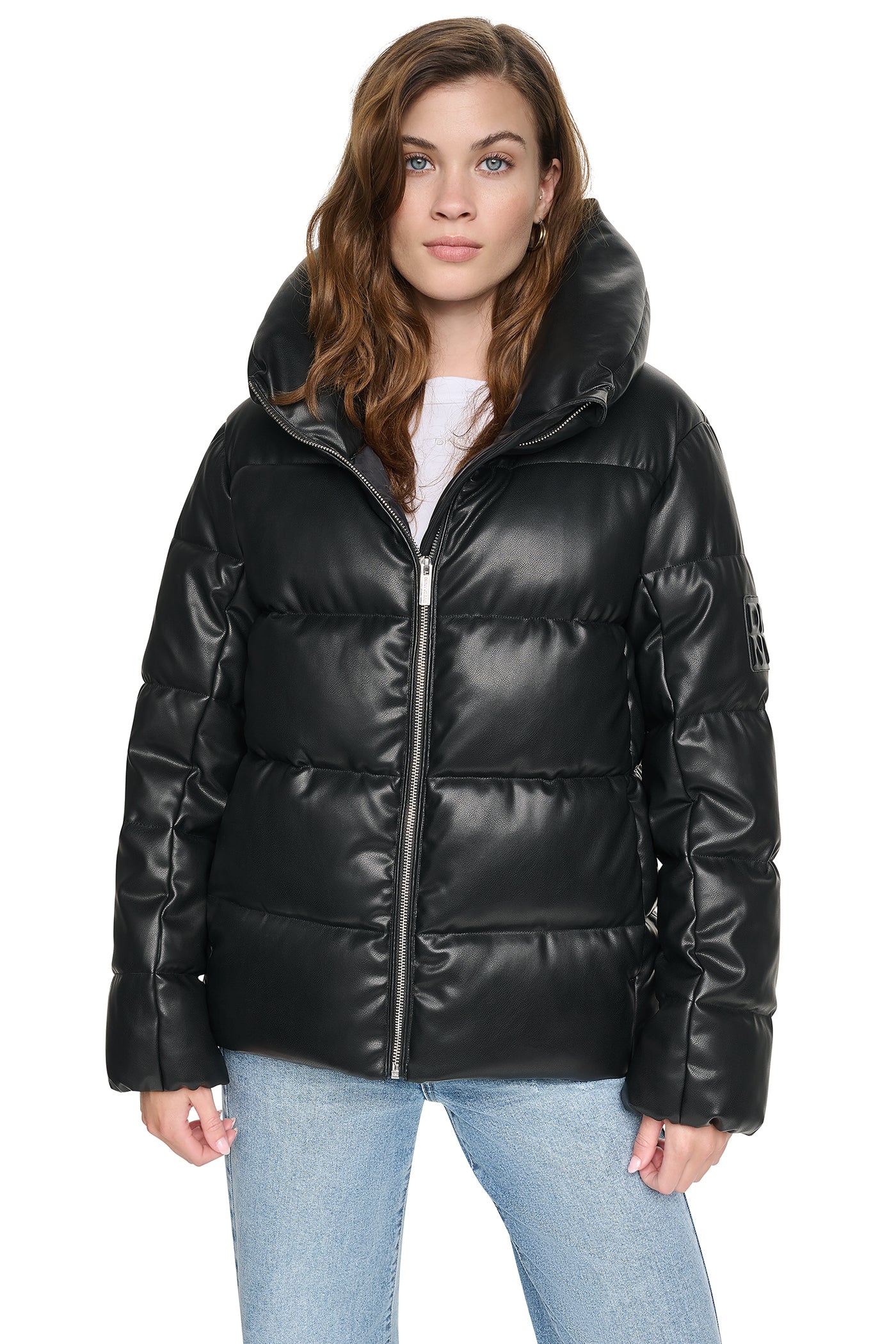 FAUX LEATHER PUFFER JACKET VIEW 5