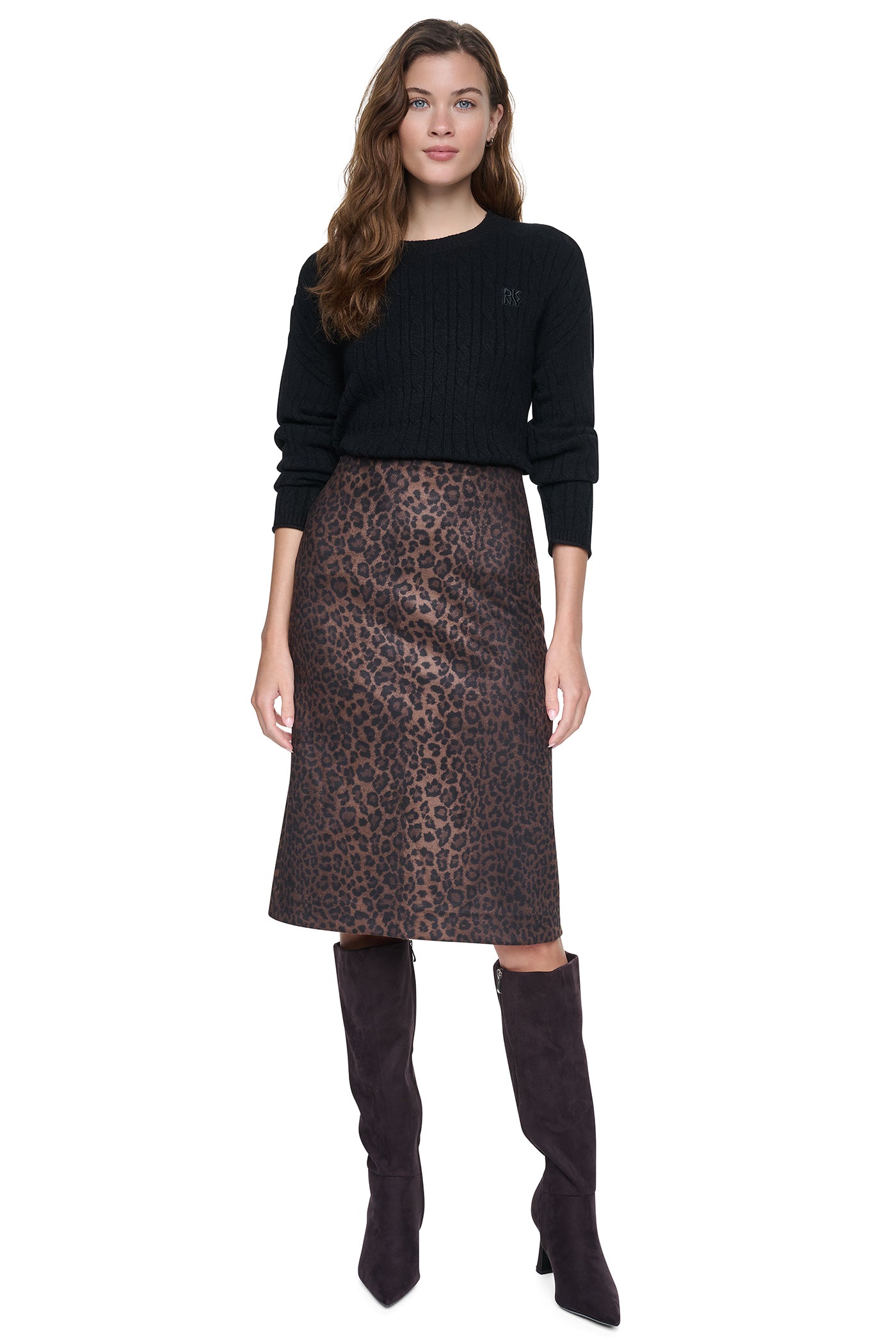 LEOPARD FAUX SUEDE MIDI SKIRT VIEW 6 | New clothing