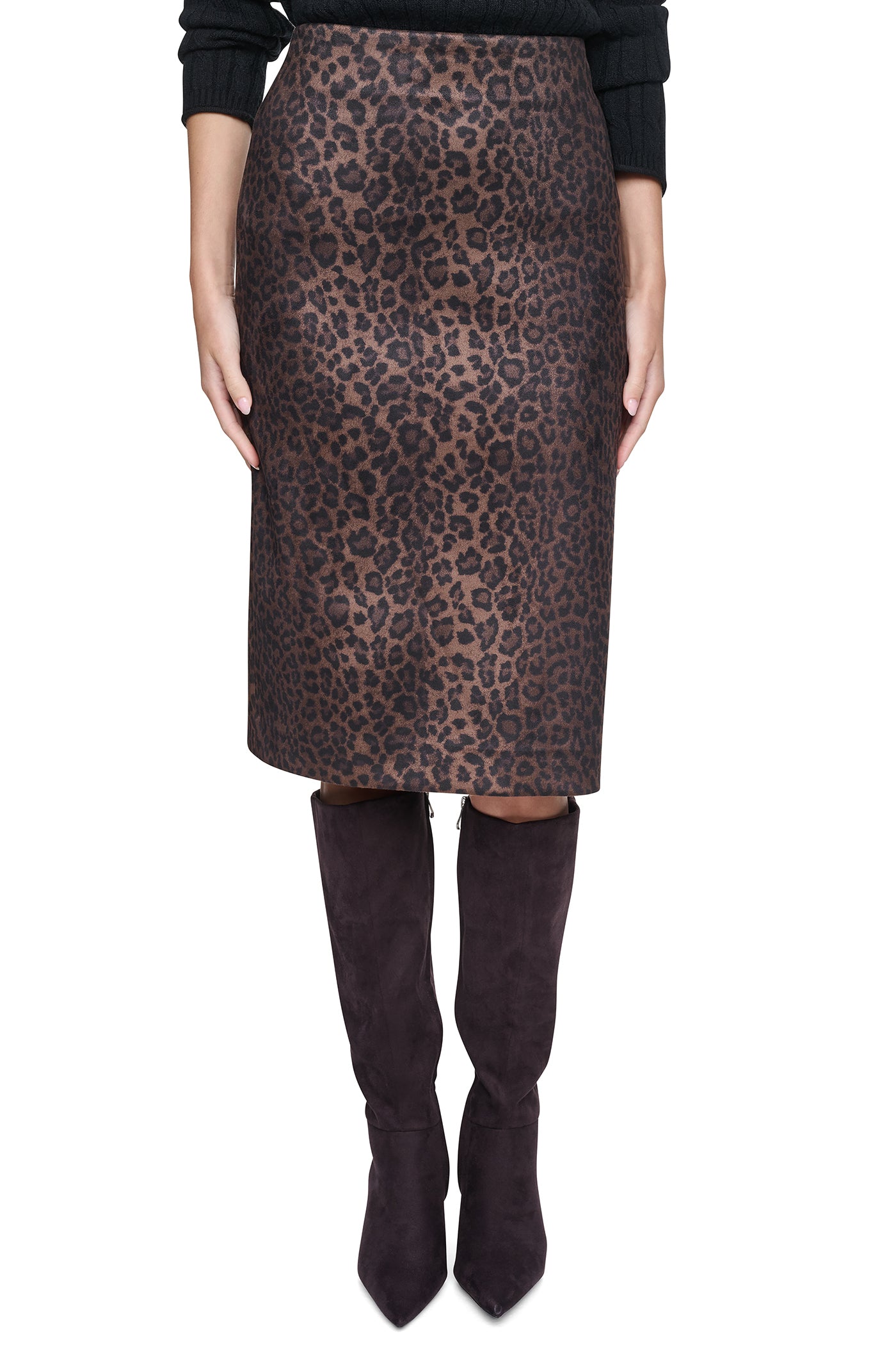 LEOPARD FAUX SUEDE MIDI SKIRT VIEW 5 | New clothing