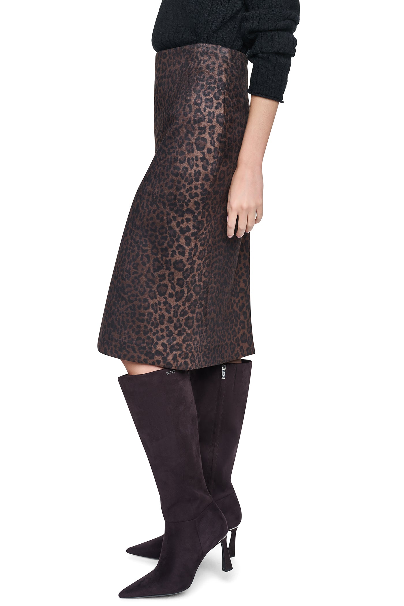 LEOPARD FAUX SUEDE MIDI SKIRT VIEW 4 | New clothing