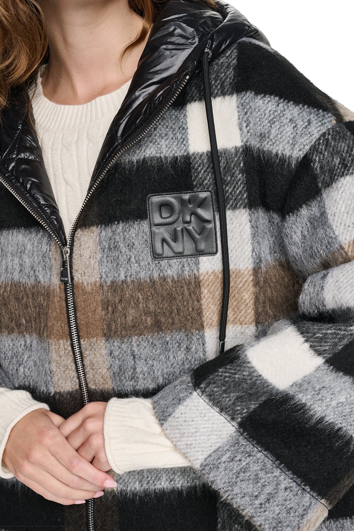 PLAID HOODED CAPE COAT VIEW 7