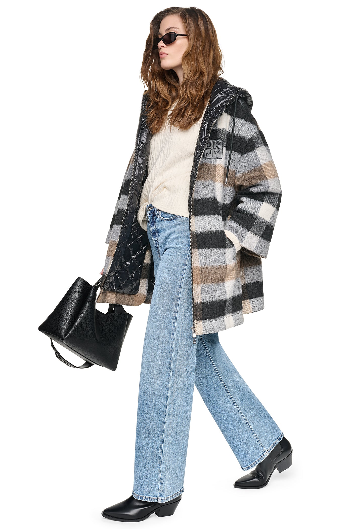 PLAID HOODED CAPE COAT VIEW 10