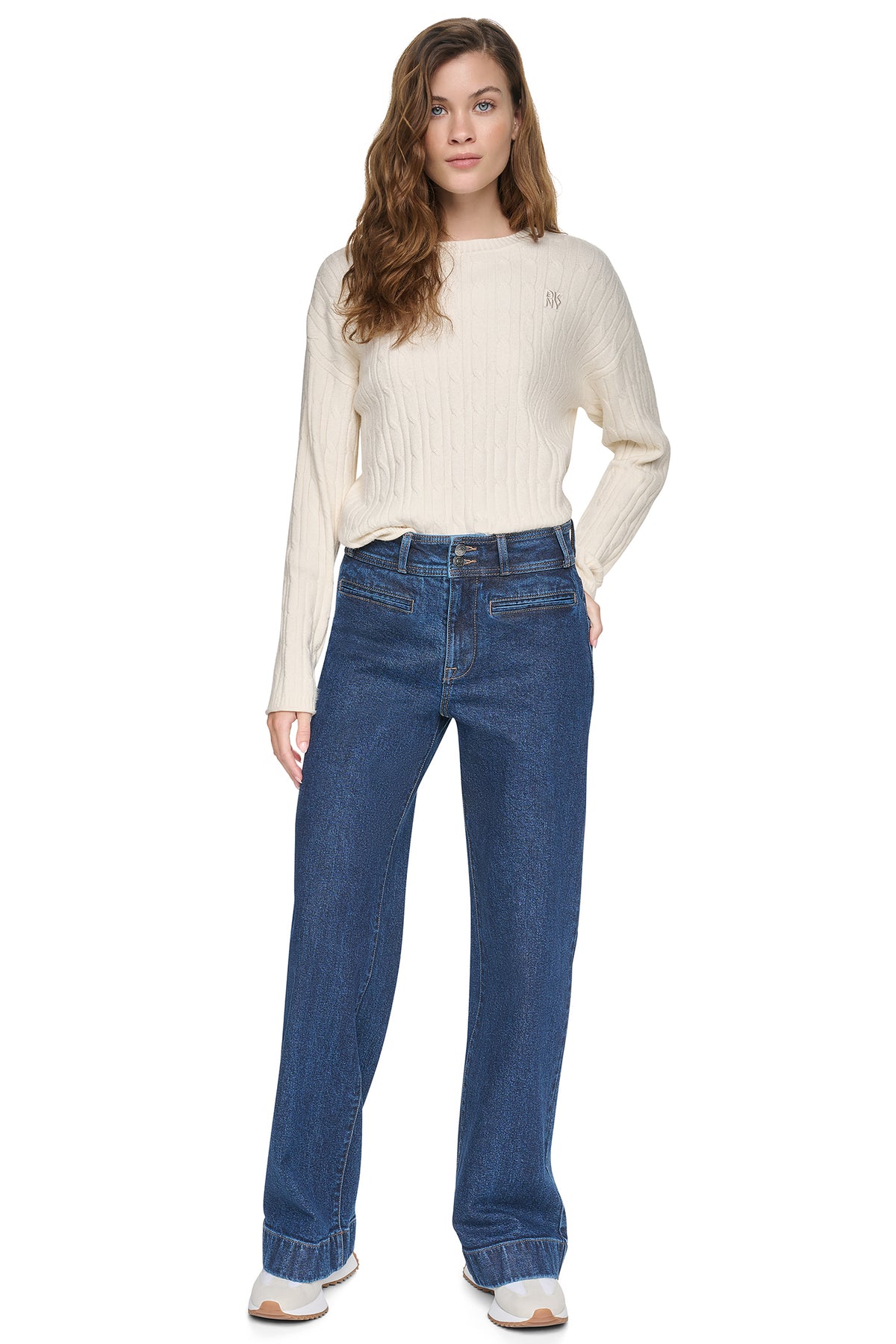 HIGH-RISE DOUBLE-BUTTON WIDE LEG JEAN VIEW 2