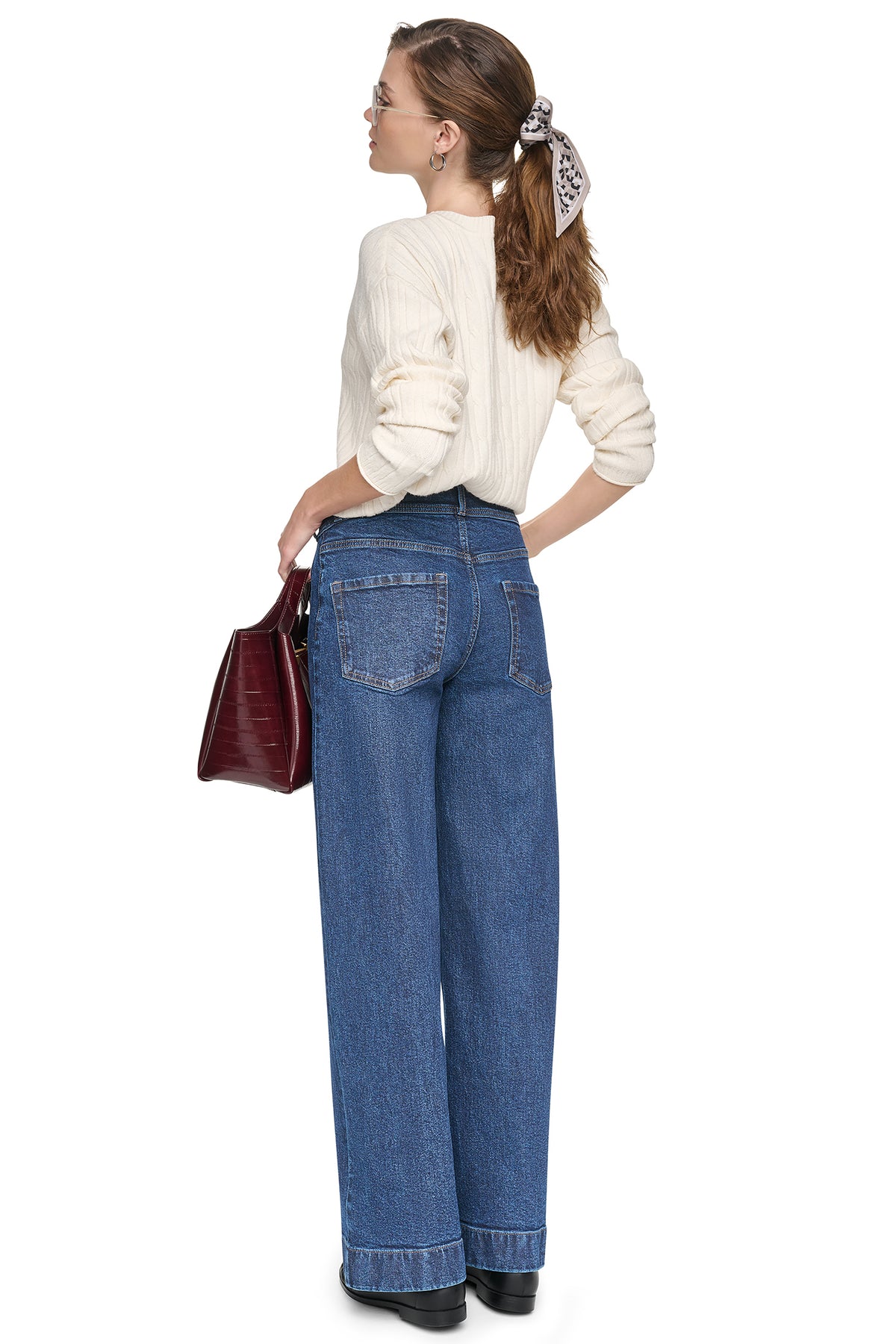 HIGH-RISE DOUBLE-BUTTON WIDE LEG JEAN VIEW 2