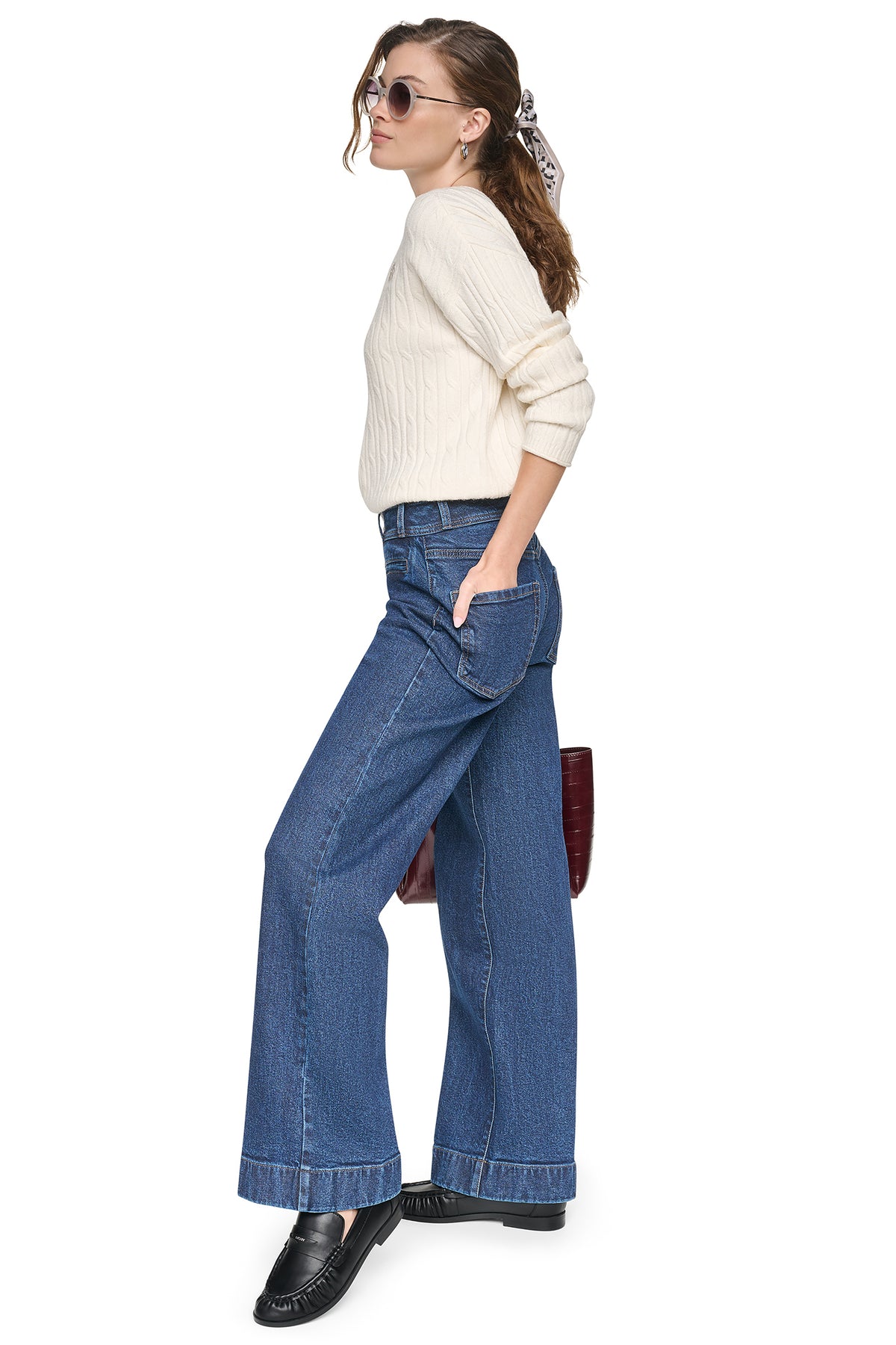 HIGH-RISE DOUBLE-BUTTON WIDE LEG JEAN VIEW 1