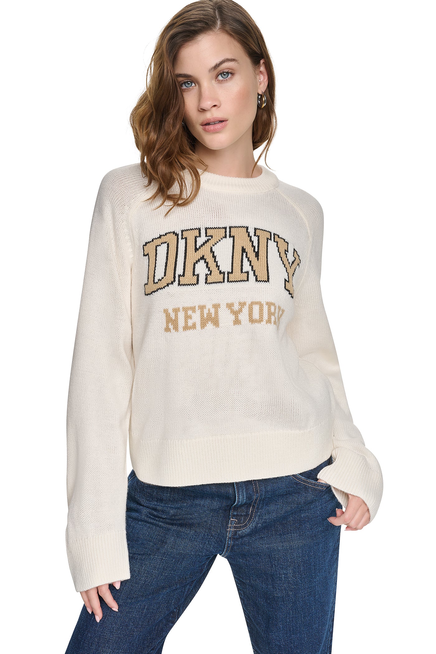 BELL SLEEVE RAGLAN LOGO SWEATER VIEW 1