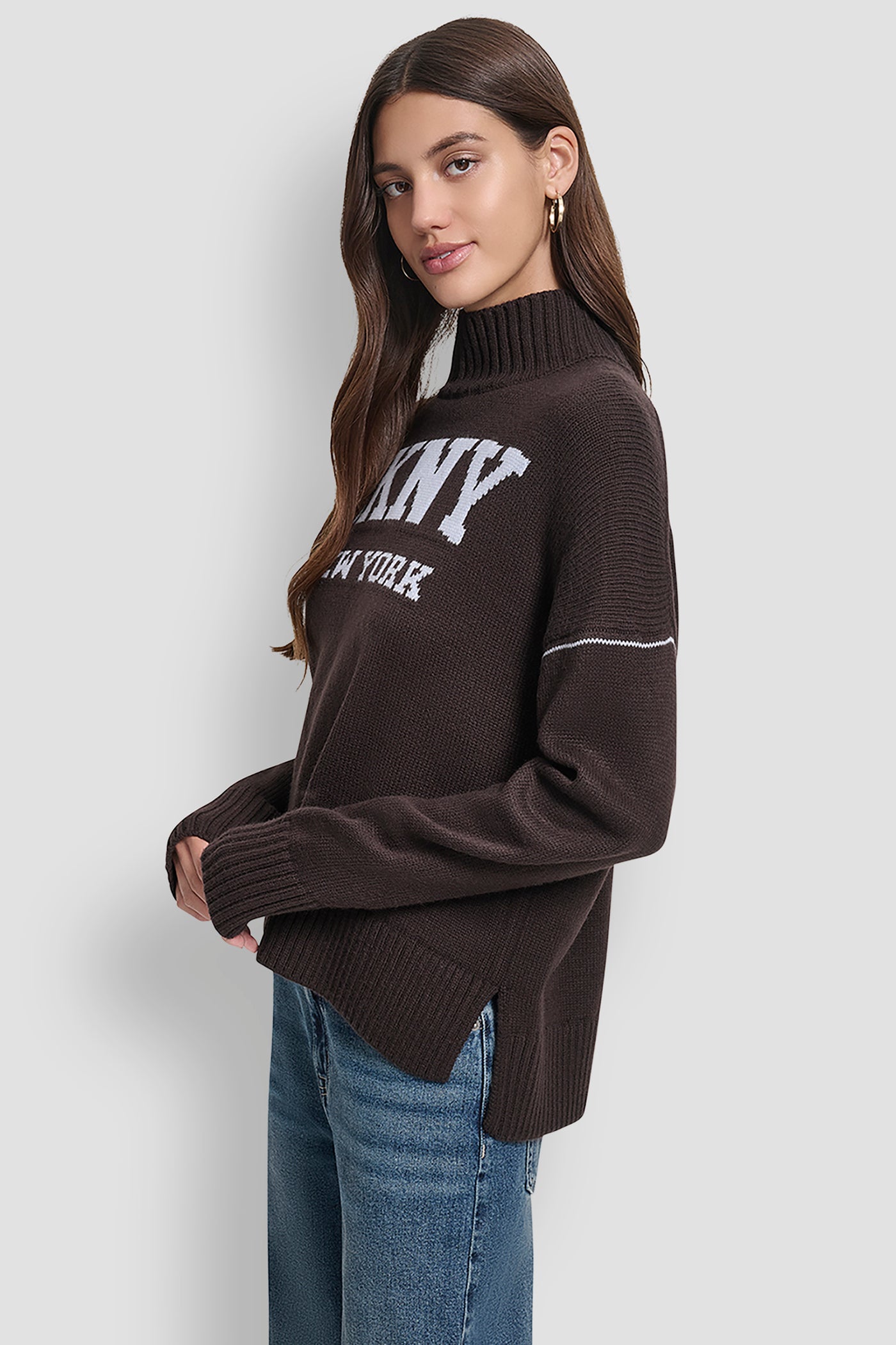 LOGO INTARSIA MOCK-NECK SWEATER VIEW 3 | Clothing