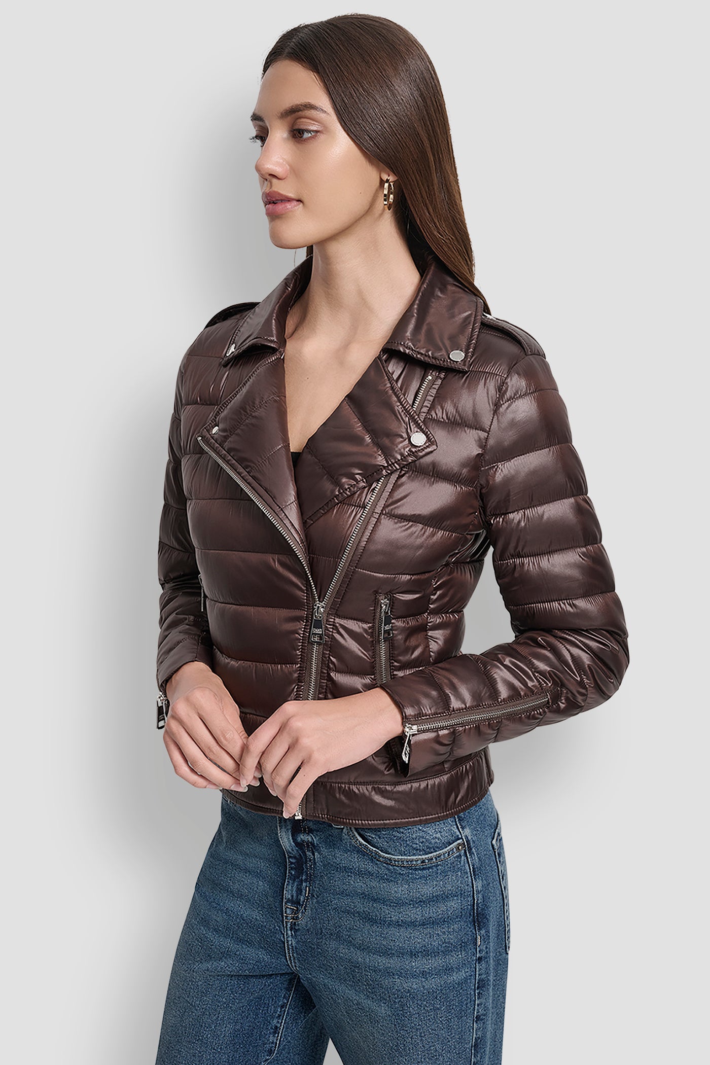 MOTO STYLE LIGHT WEIGHT PUFFER JACKET VIEW 3 | New Arrivals