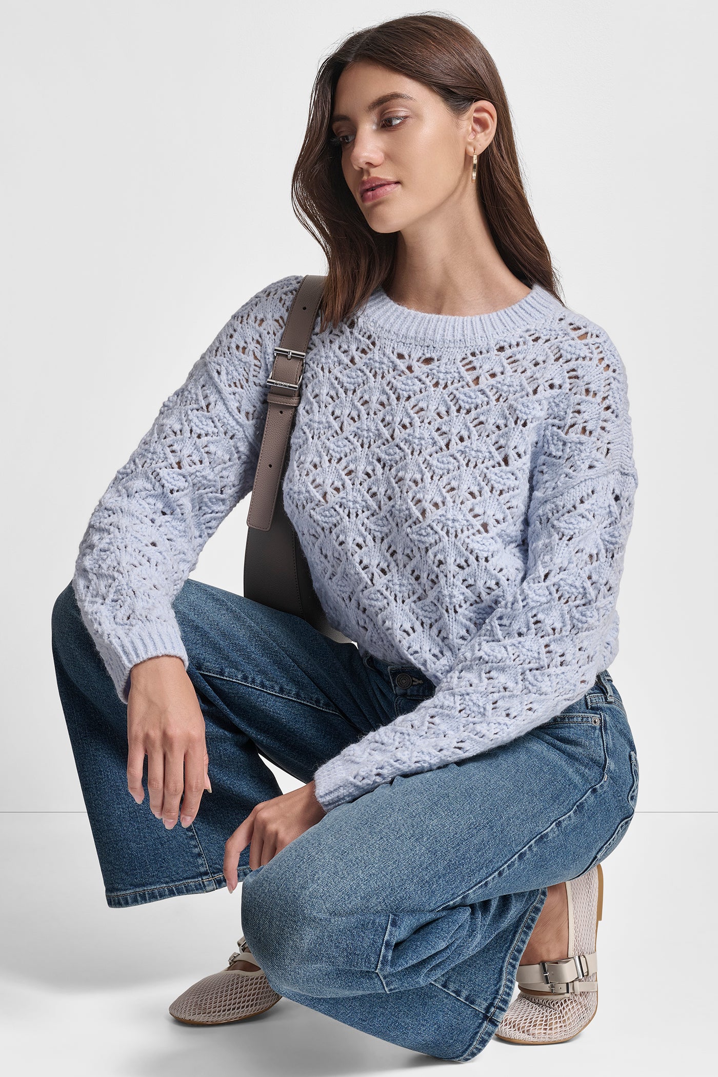 POINTELLE STITCH LONG SLEEVE CREW NECK SWEATER VIEW 7 | New Arrivals